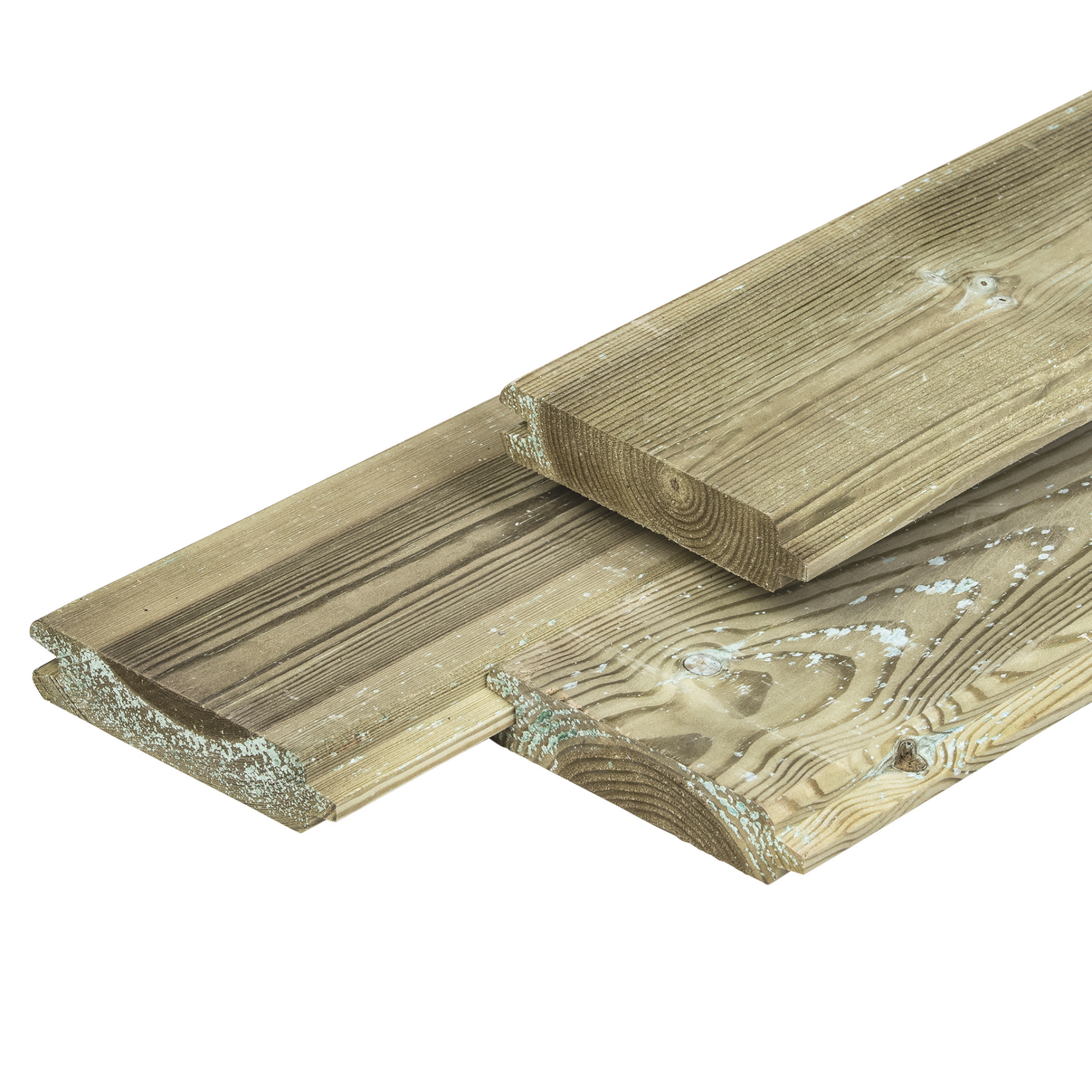 Grenen blokhutprofiel 2,8 x 12,5 x 420 cm, gedroogd, groen geïmpregneerd, geschaafd, 4 ronde hoeken Grenen blokhutprofiel 2,8 x 12,5 x 420 cm, gedroogd, groen geïmpregneerd, geschaafd, 4 ronde hoeken