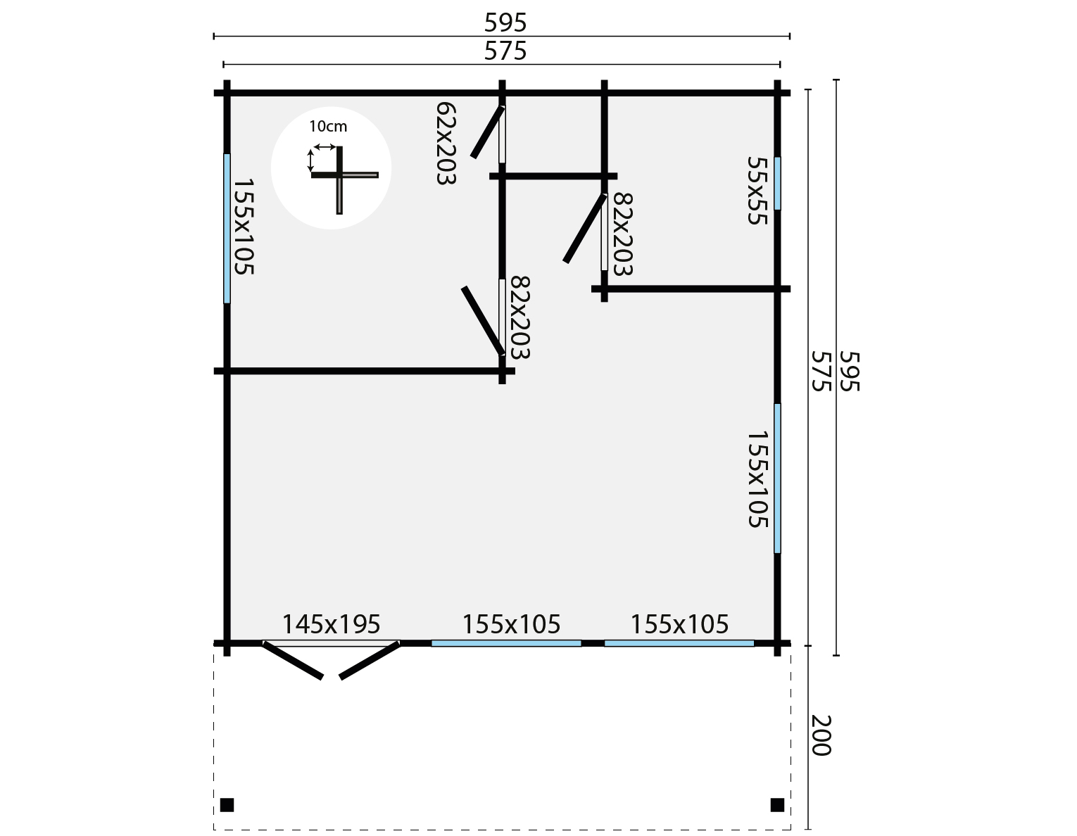 Blokhut - Tuinhuis Jackson | 70 mm | onbehandeld Blokhut - Tuinhuis Jackson | 70 mm | onbehandeld