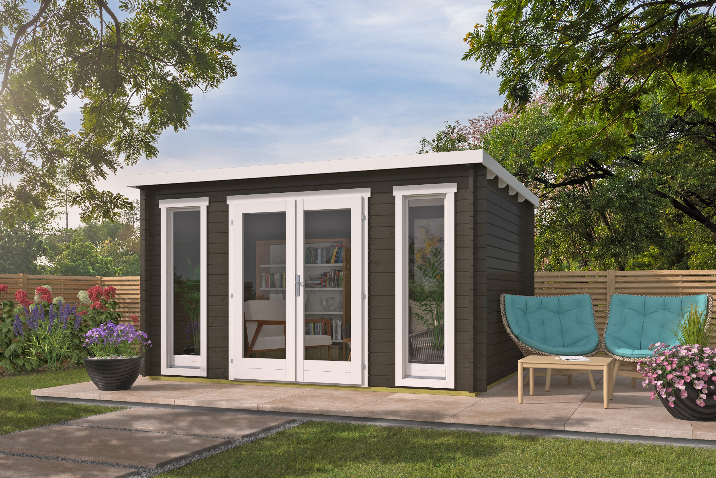 Blokhut - Tuinhuis Maggie | 40 mm | groen geïmpregneerd Blokhut - Tuinhuis Maggie | 40 mm | groen geïmpregneerd