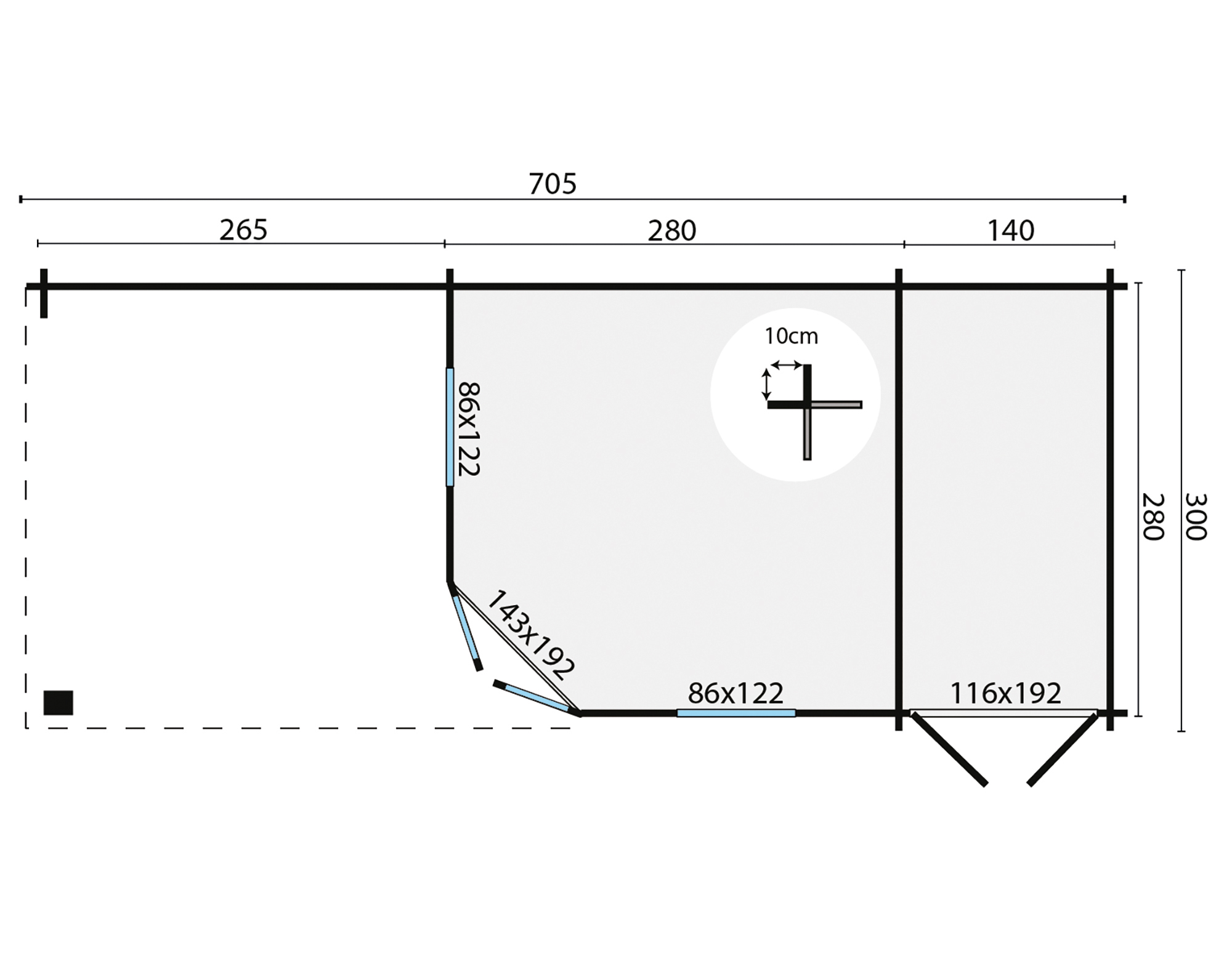 Blokhut - Tuinhuis Olson | 44 mm | vuren groen geïmpregneerd Blokhut - Tuinhuis Olson | 44 mm | vuren groen geïmpregneerd