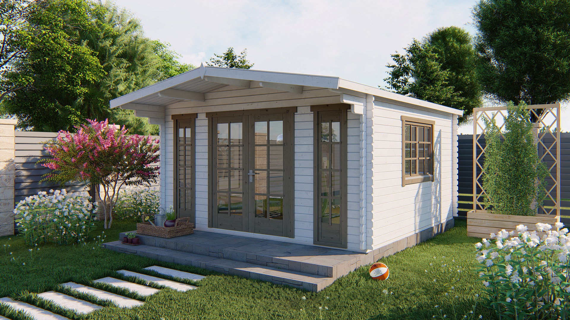 Blokhut - Tuinhuis Laula | 44 mm | vuren honinggeel geïmpregneerd