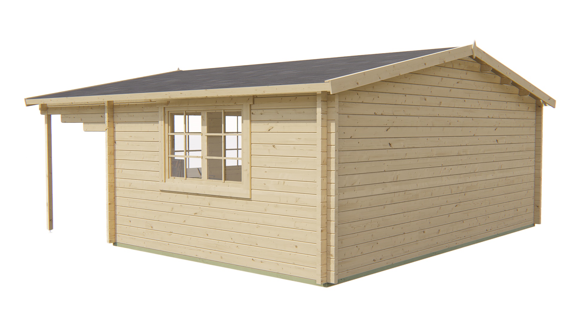 Blokhut - Tuinhuis Torsten | 58 mm | vuren grijs geïmpregneerd