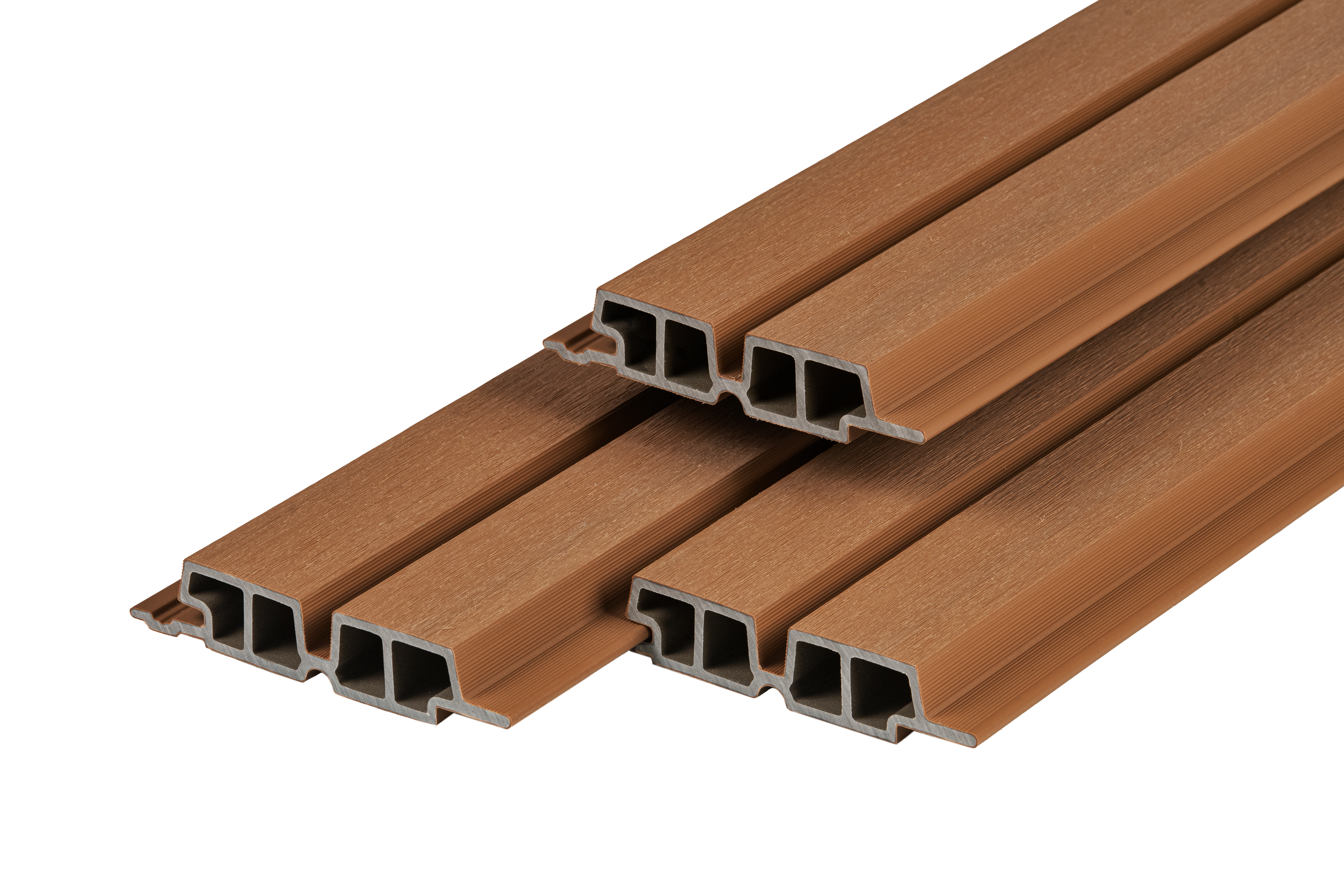 PuraTech 55 composiet dubbel profiel 3,3 x 17,0 x 390 cm, teak, fijne houtnerf
