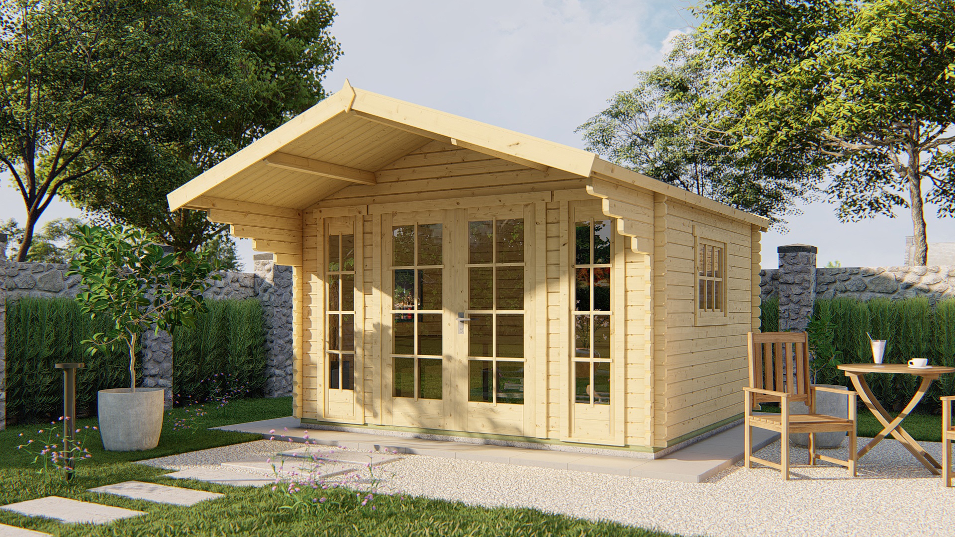 Blokhut - Tuinhuis Inglund | 44 mm | vuren onbehandeld Blokhut - Tuinhuis Inglund | 44 mm | vuren onbehandeld