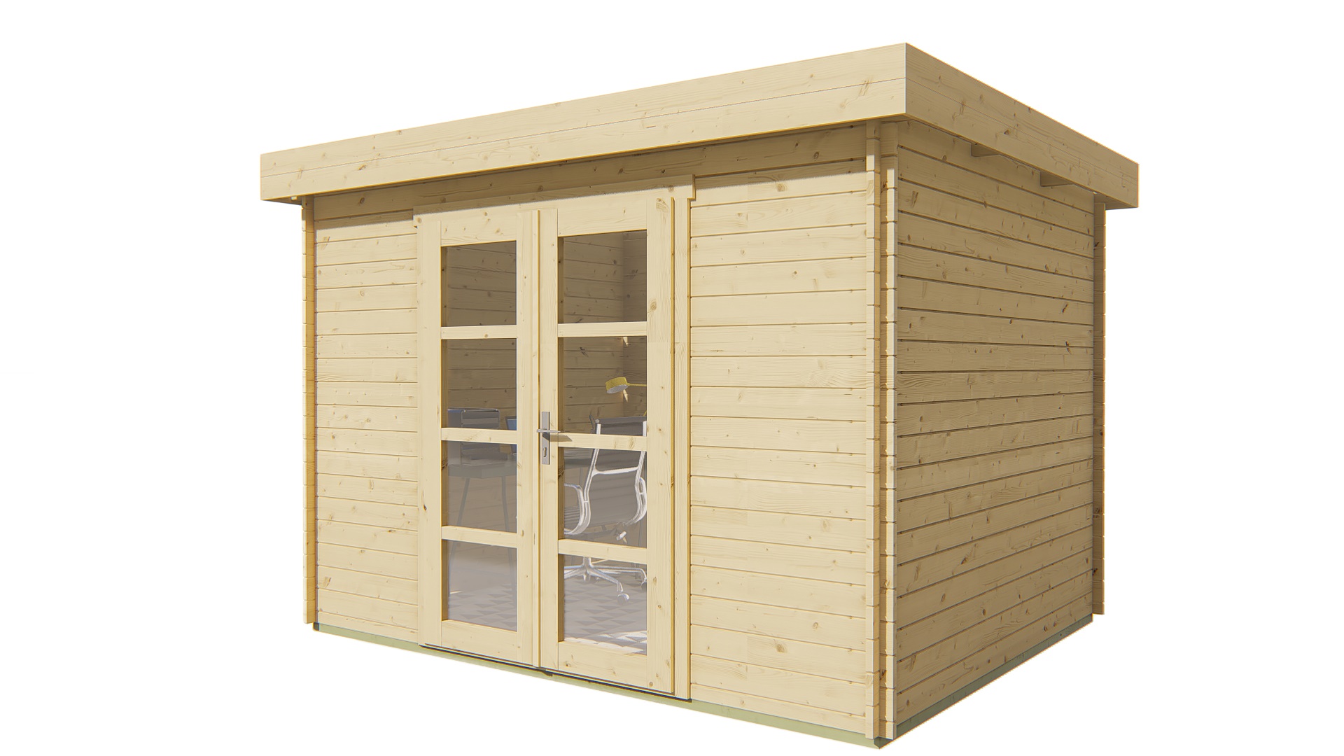 Blokhut - Tuinhuis Hypermodern | 28 mm | vuren honinggeel geïmpregneerd Blokhut - Tuinhuis Hypermodern | 28 mm | vuren honinggeel geïmpregneerd