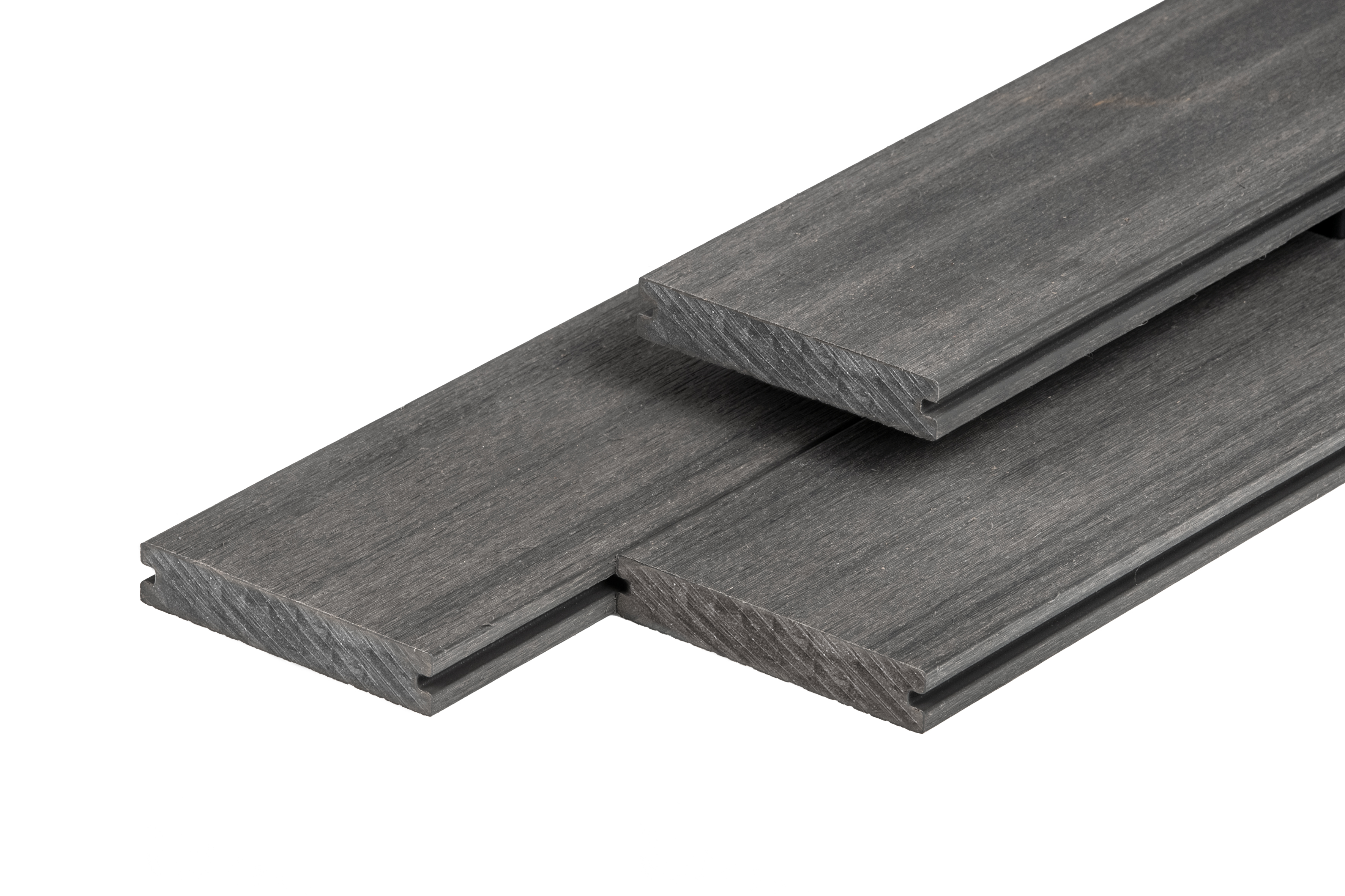 PuraShield composite decking board 2,3 x 13,8 x 300 cm, dark grey, solid, fine-grained, clip system