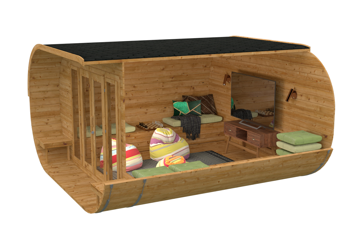 Aanzichten Camping Oval | 28/42 mm | Thermowood | 405x400 cm