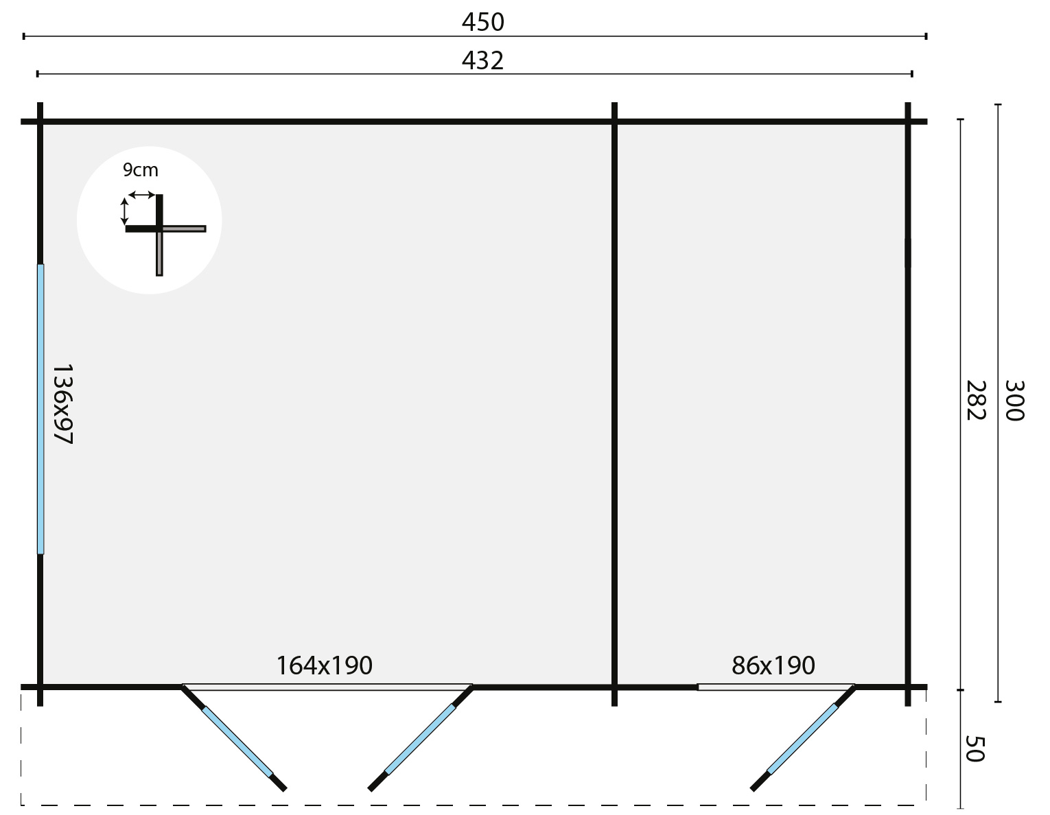 Blokhut - Tuinhuis Fraga | 34 mm | vuren bruin geïmpregneerd Blokhut - Tuinhuis Fraga | 34 mm | vuren bruin geïmpregneerd
