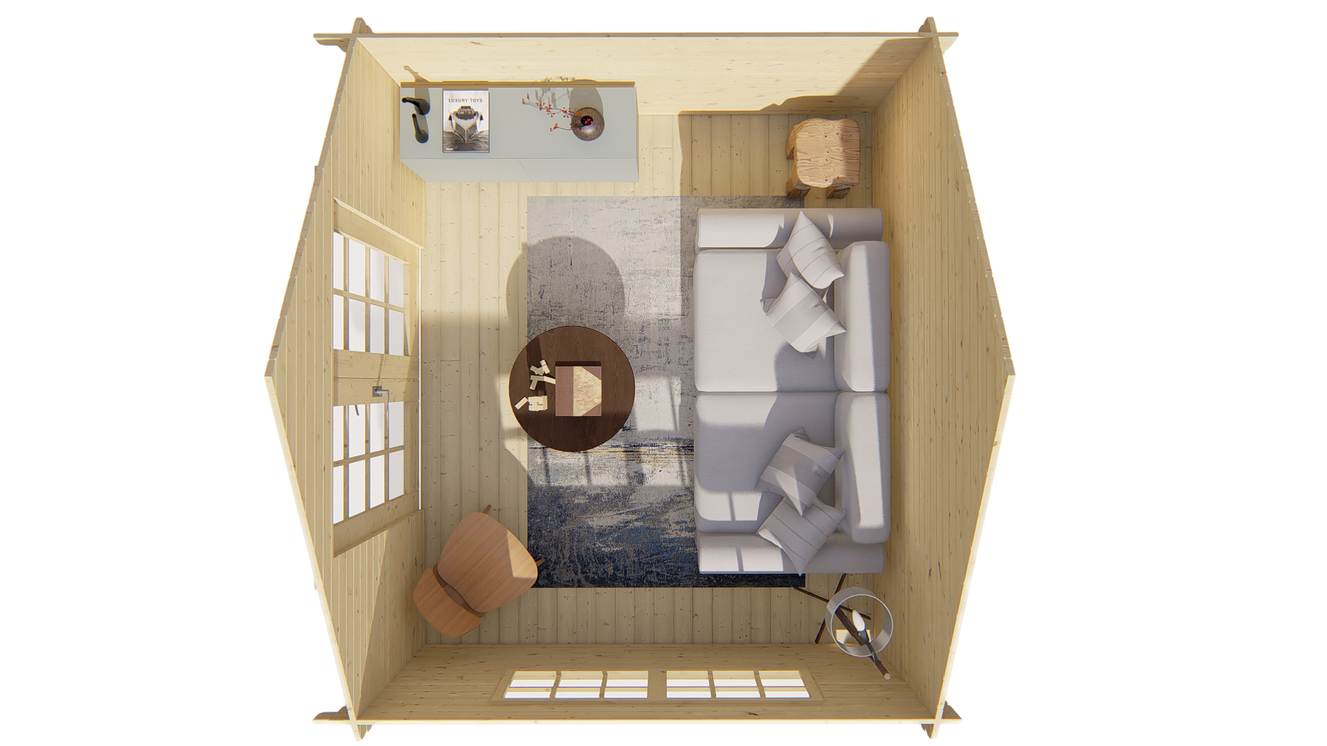Blokhut - Tuinhuis Skov | 28 mm | vuren honinggeel geïmpregneerd
