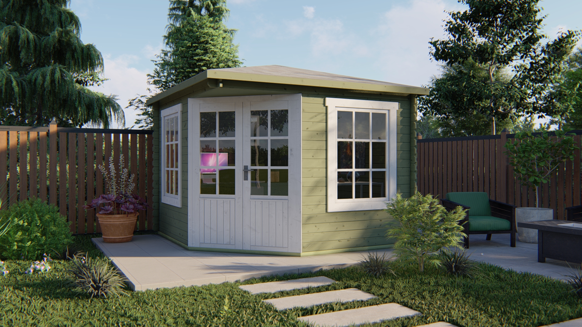 Blokhut - Tuinhuis Asmund | 28 mm | vuren Red Class Wood geïmpregneerd