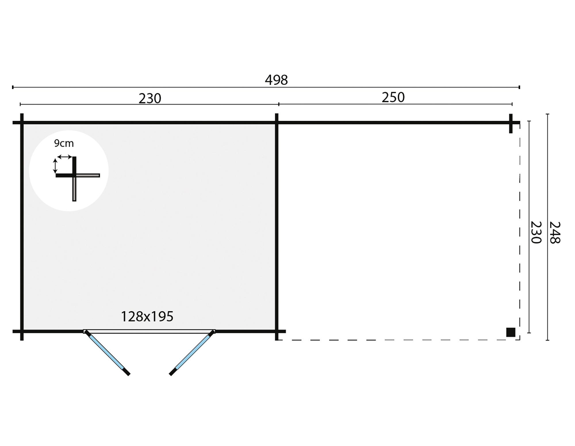 Blokhut - Tuinhuis Eirunn | 28 mm | honinggeel geïmpregneerd Blokhut - Tuinhuis Eirunn | 28 mm | honinggeel geïmpregneerd
