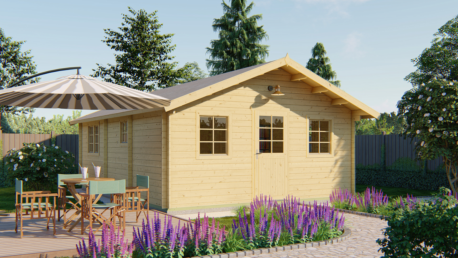 Blokhut - Tuinhuis Cadiz | 44 mm | onbehandeld Blokhut - Tuinhuis Cadiz | 44 mm | onbehandeld