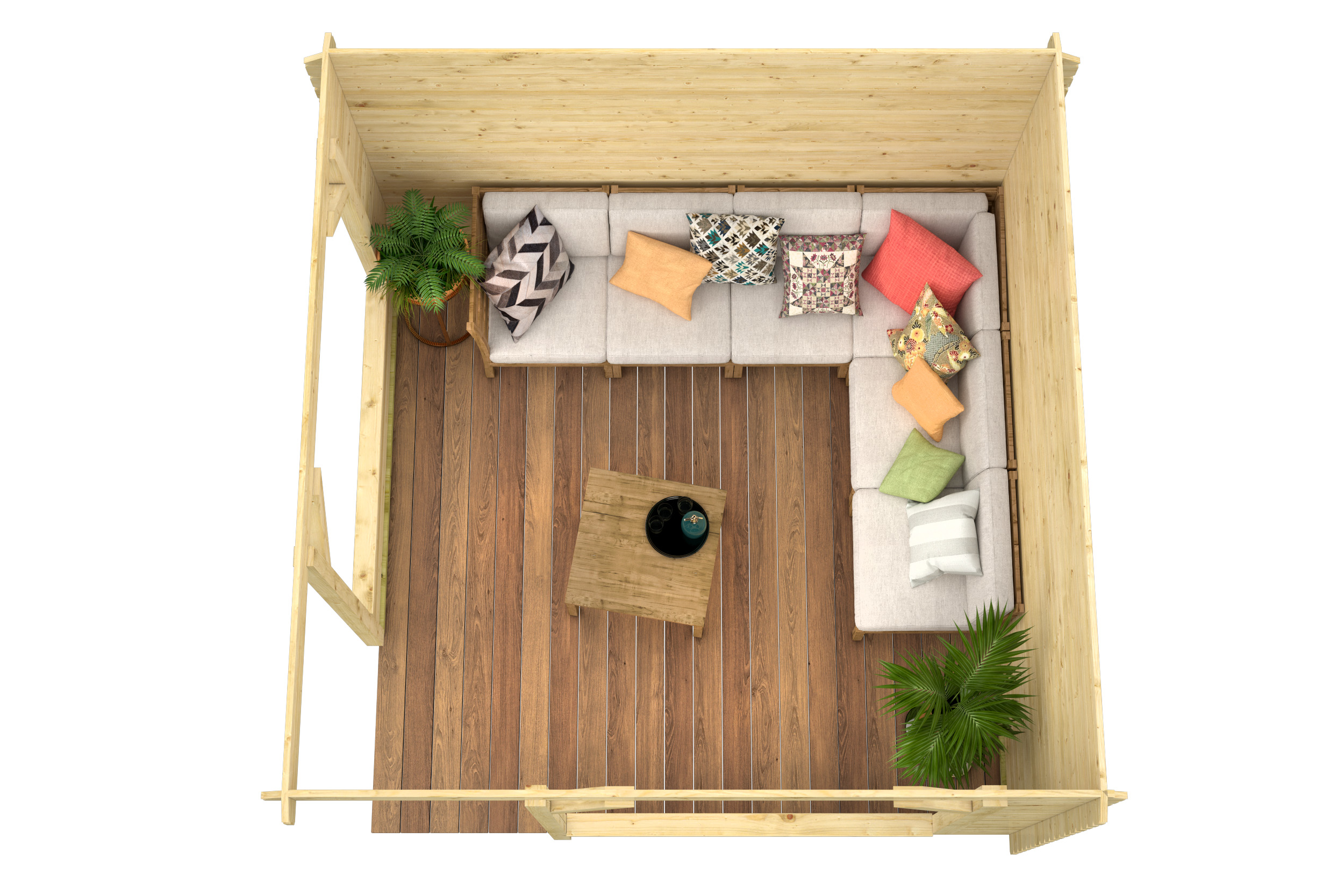 Blokhutprieel Mitch | 28 mm | vuren groen geïmpregneerd Blokhutprieel Mitch | 28 mm | vuren groen geïmpregneerd