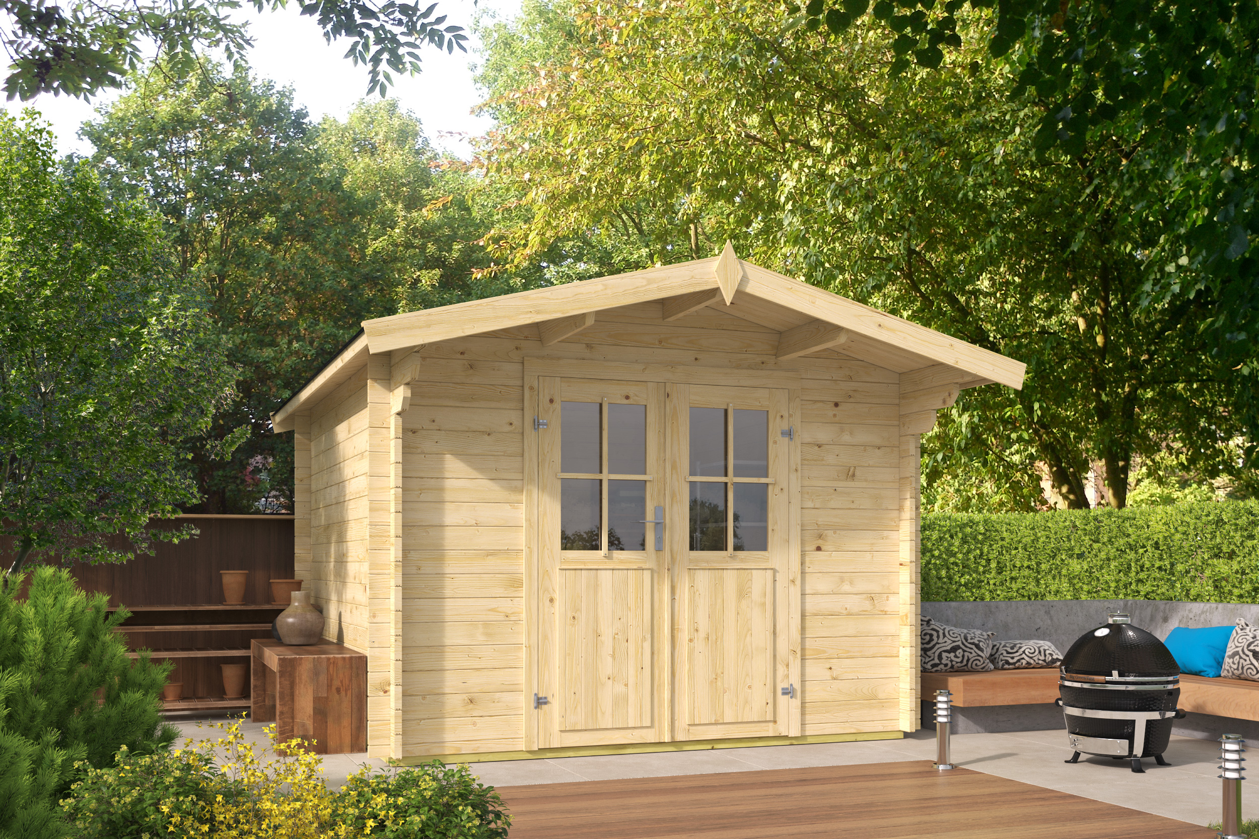 Blokhut - Tuinhuis Albacete | 34 mm | vuren Red Class Wood geïmpregneerd