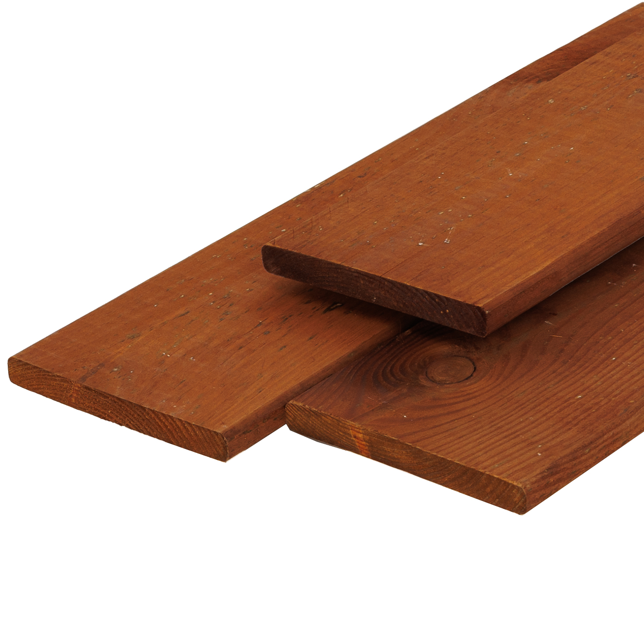 Pine board 1,6 x 14,0 x 400 cm, fresh, brown impregnated, planed, 4 rounded edges