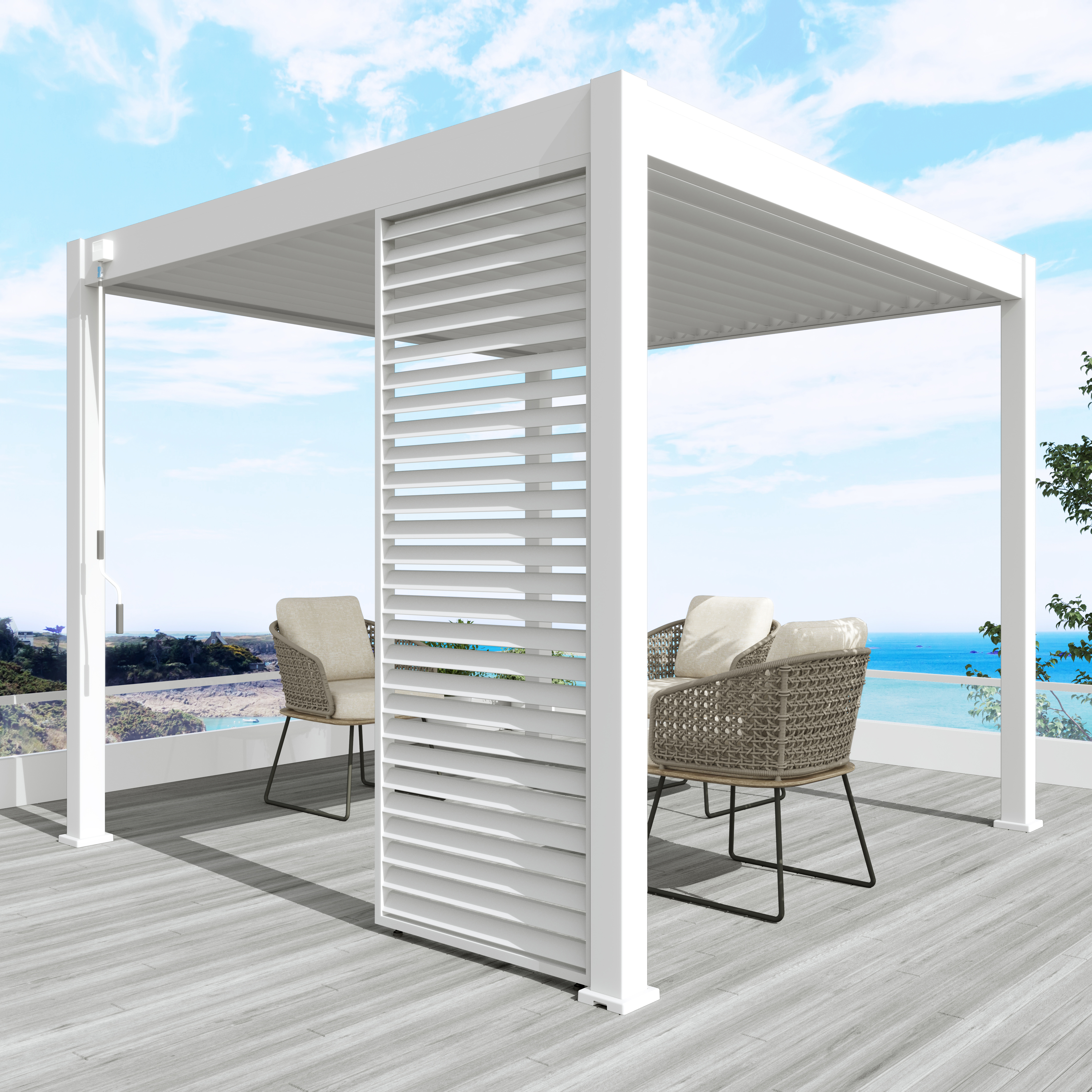 Product image high resolution (main image) Aluminium-Vordach Lamellenpaneel 124,5 cm horizontal Weiß
