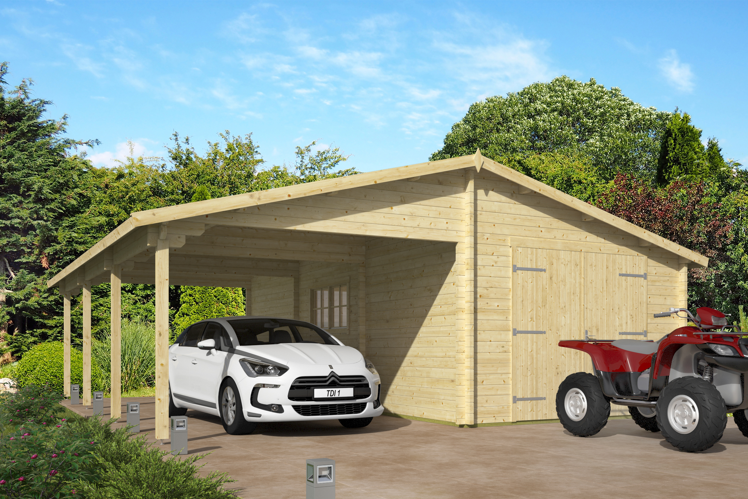 Garage-carport Berggren | 58 mm | vuren onbehandeld