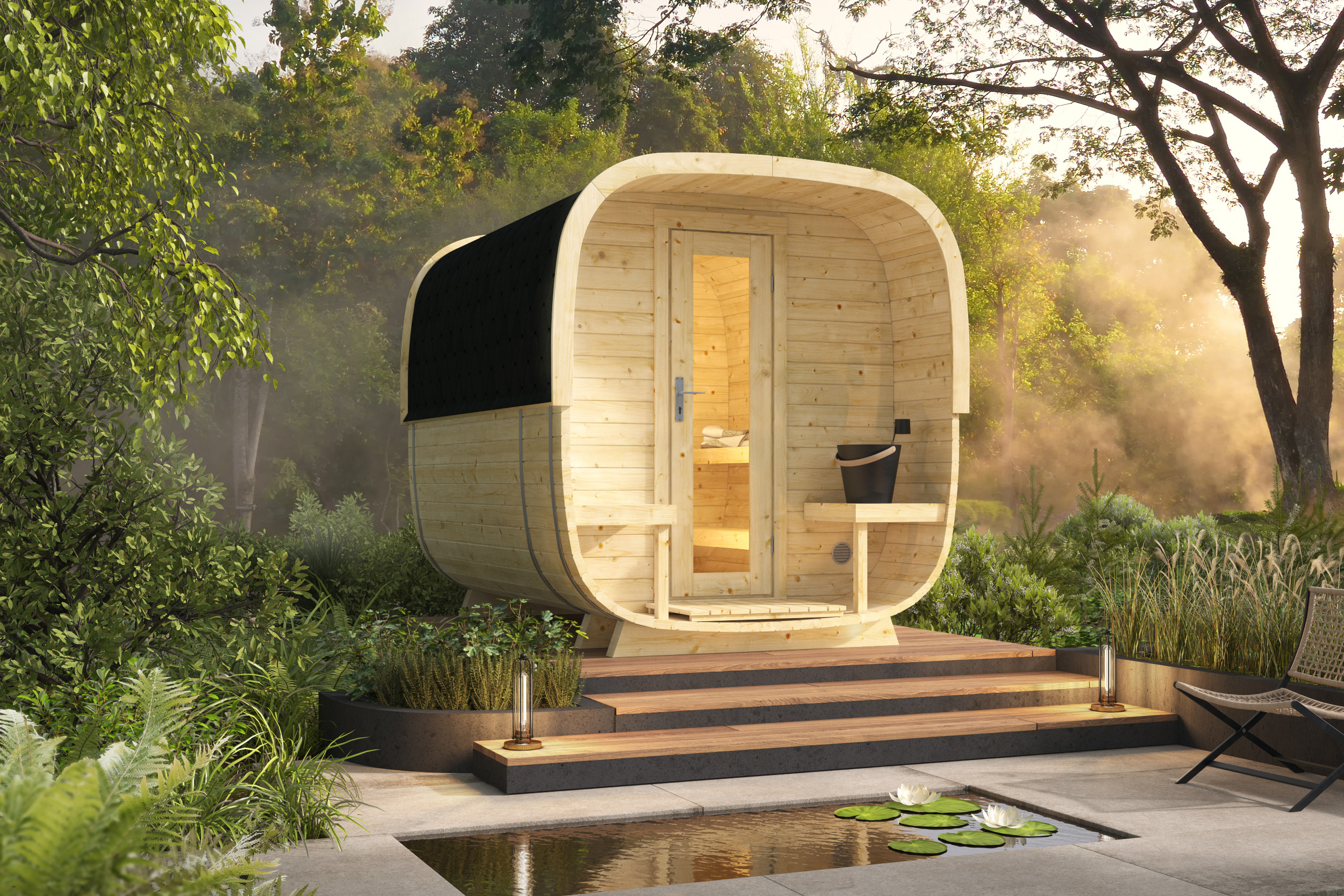 Product image high resolution (main image) CUBE sauna 280cm - Fichten Rovaniemi