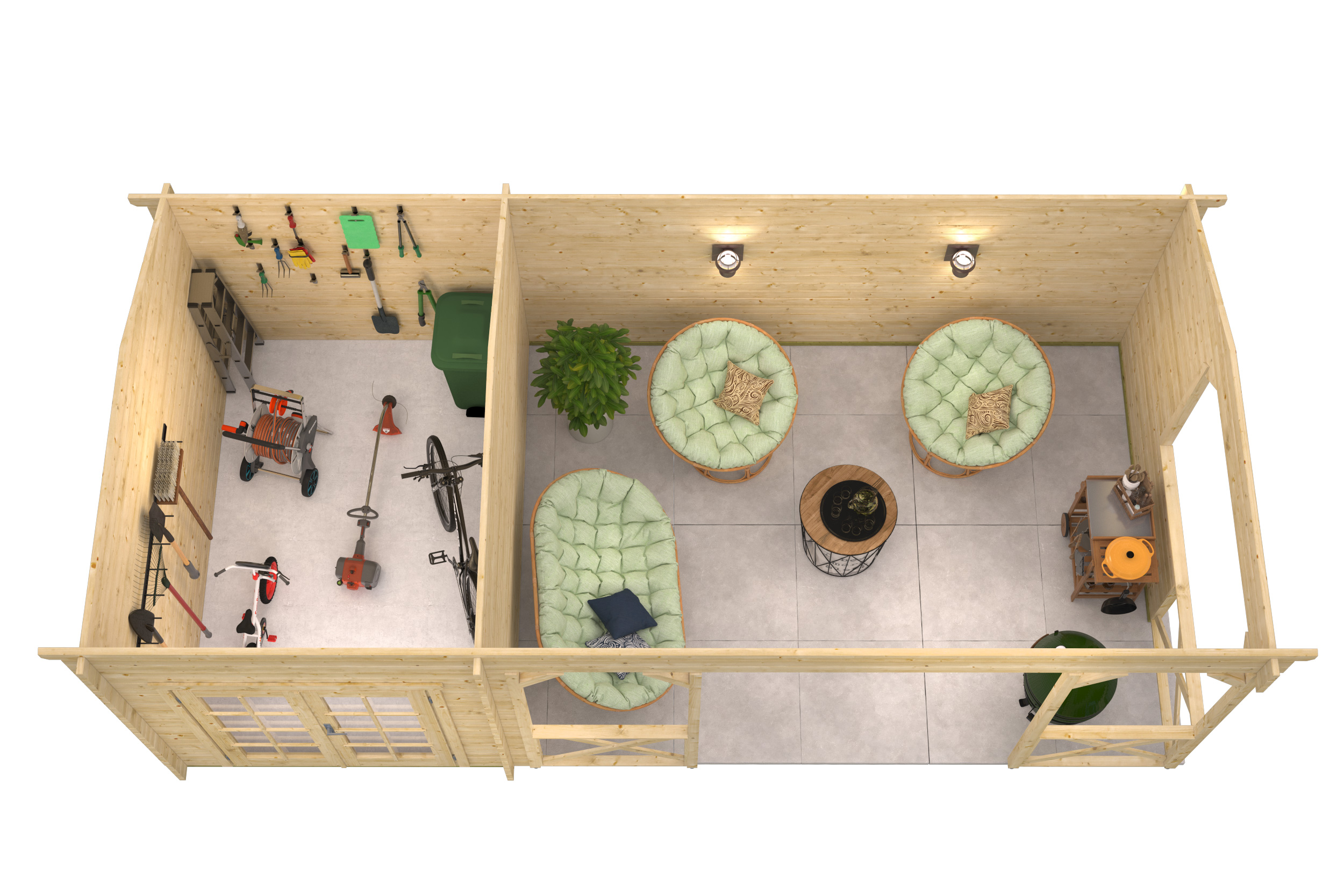 Blokhut - Tuinhuis Kukka | 40 mm | vuren honinggeel geïmpregneerd Blokhut - Tuinhuis Kukka | 40 mm | vuren honinggeel geïmpregneerd