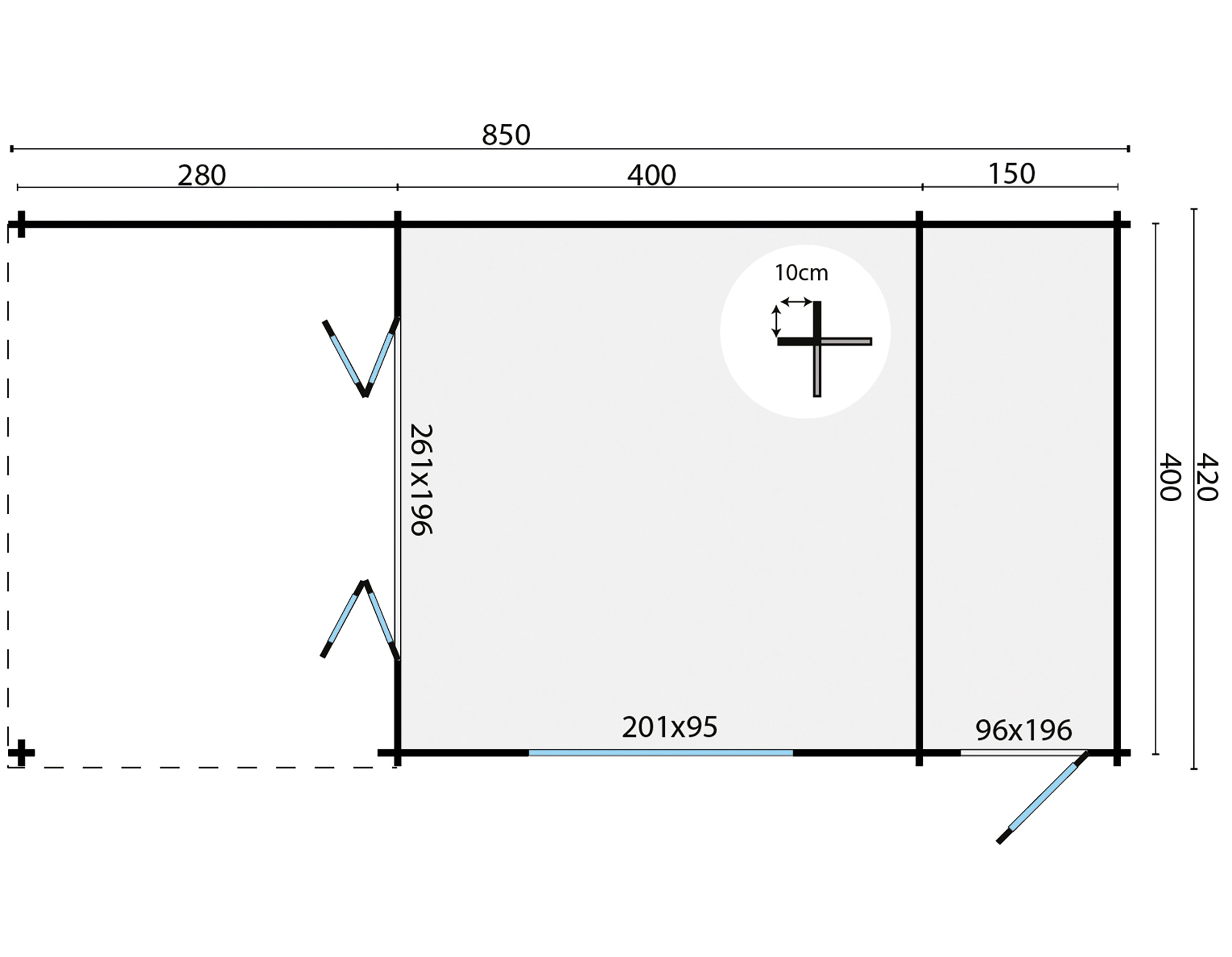 Blokhut - Tuinhuis Sibella | 44 mm | vuren honinggeel geïmpregneerd Blokhut - Tuinhuis Sibella | 44 mm | vuren honinggeel geïmpregneerd