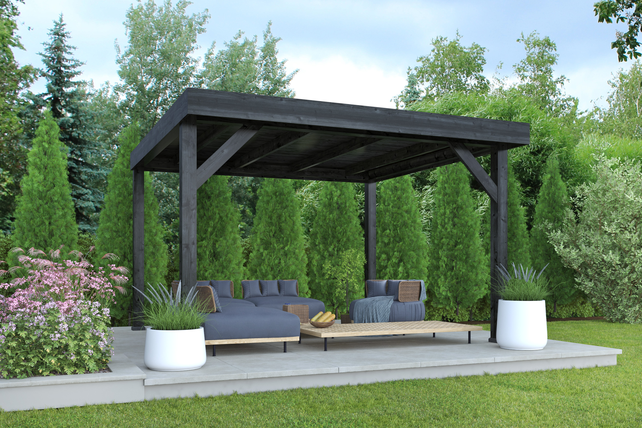 DHZ Rijssen Douglas 400 x 400 cm zwart geïmpregneerd