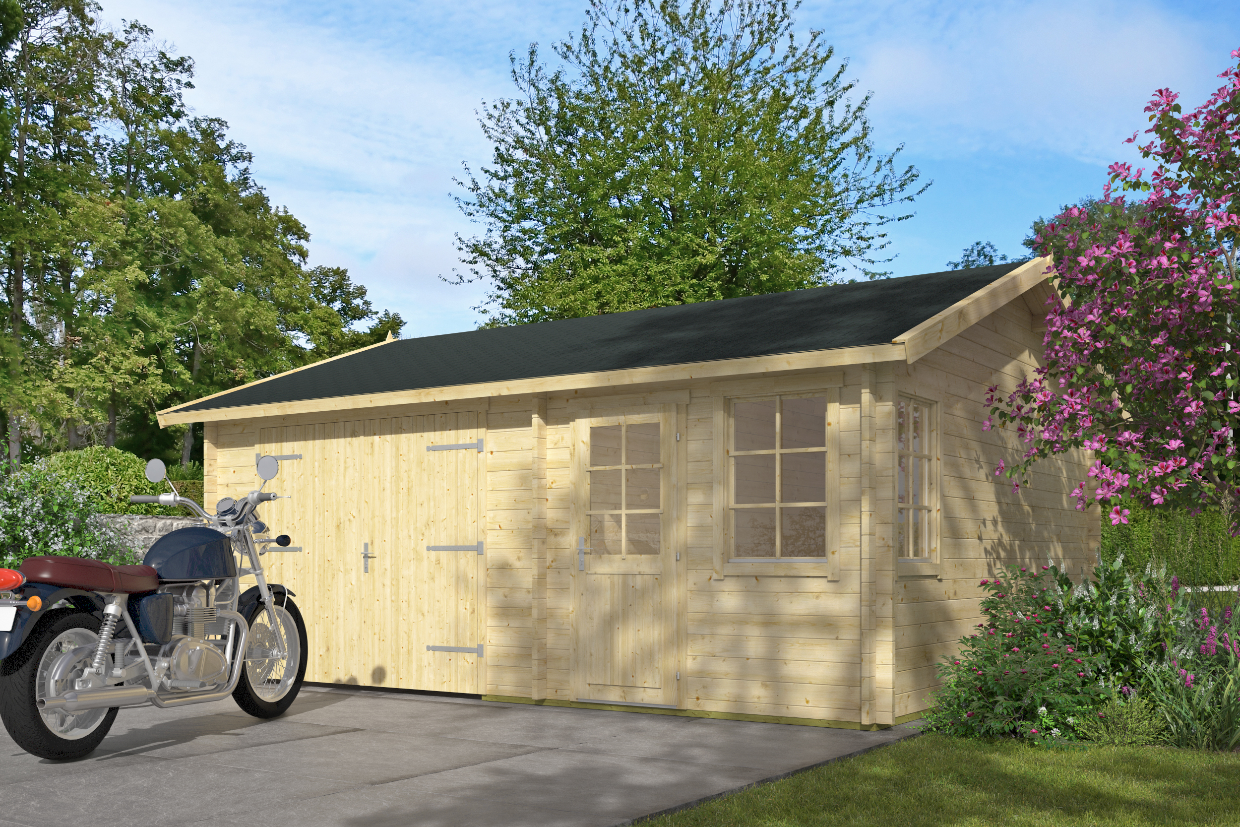 Garage Moa | 44 mm | vuren groen geïmpregneerd Garage Moa | 44 mm | vuren groen geïmpregneerd