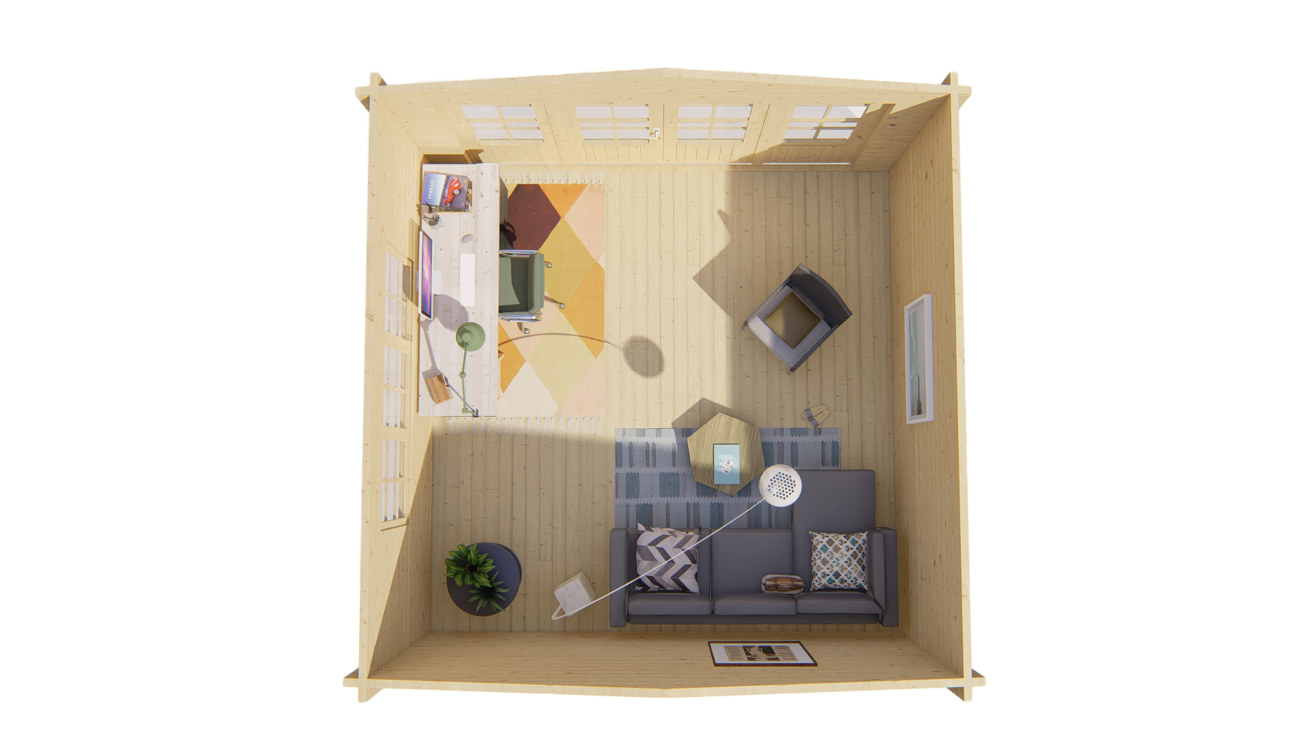 Blokhut - Tuinhuis Derby | 58 mm | vuren onbehandeld Blokhut - Tuinhuis Derby | 58 mm | vuren onbehandeld