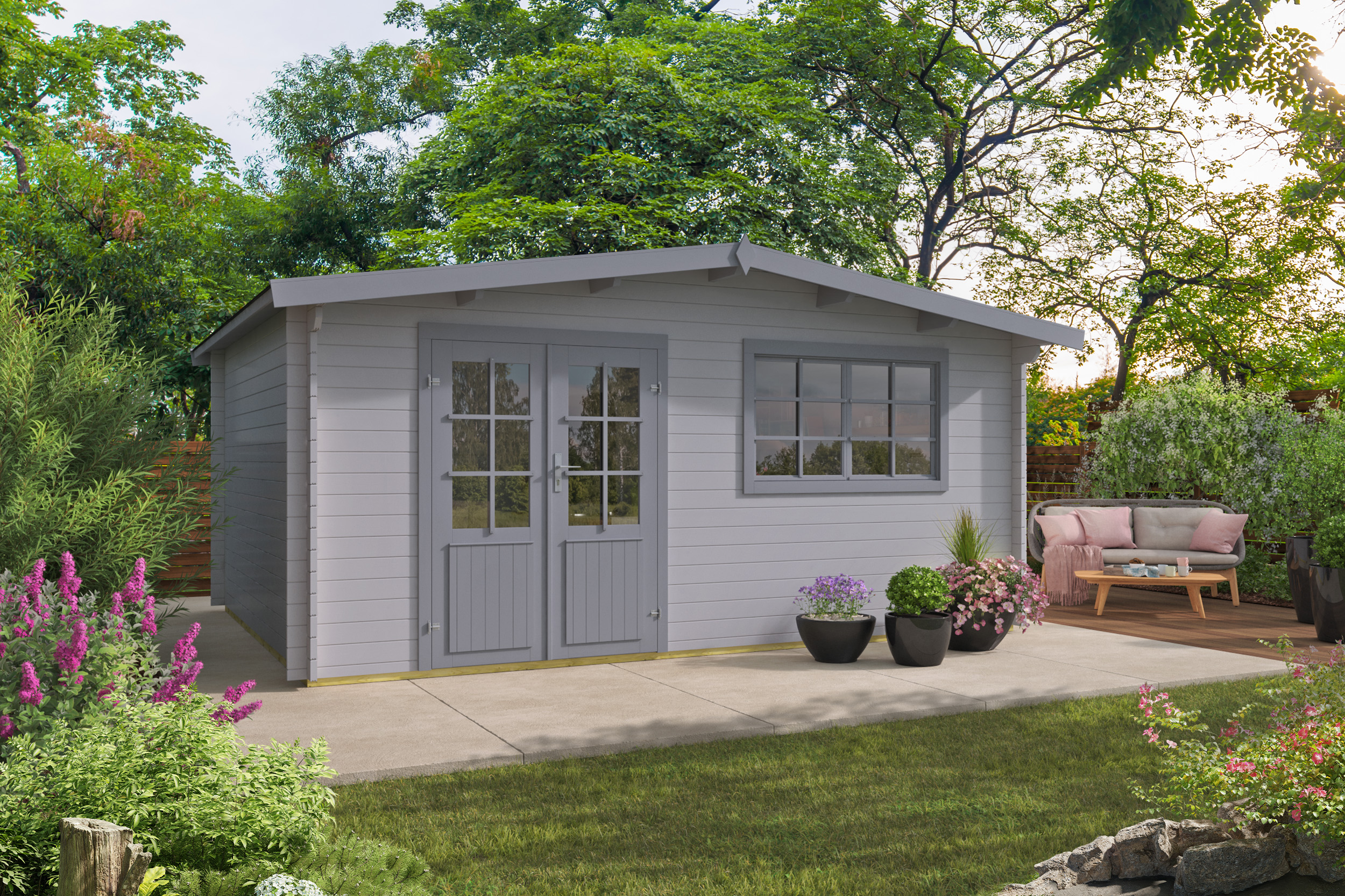 Blokhut - Tuinhuis Toledo | 34 mm | vuren onbehandeld Blokhut - Tuinhuis Toledo | 34 mm | vuren onbehandeld