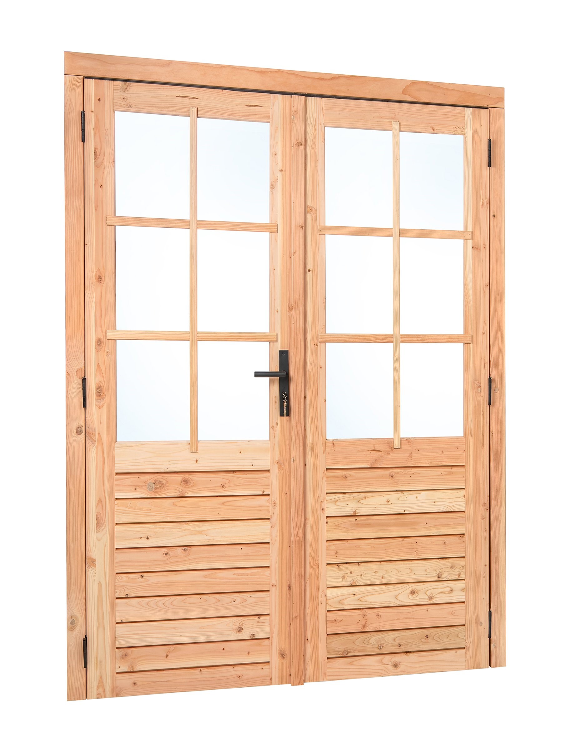 Product image high resolution (main image) Douglasie Doppeltür mit Glas 6-teilig, aussenabmessung B1850xH2050mm Linksdrehend