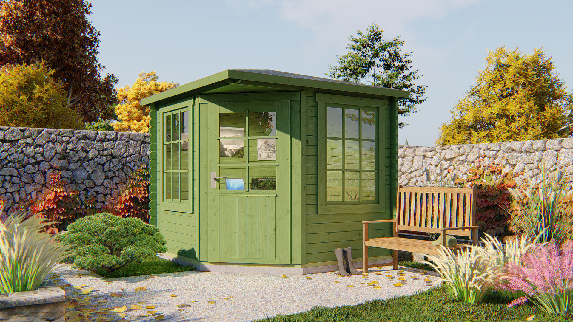 Blokhut - Tuinhuis Jos | 28 mm | vuren Red Class Wood geïmpregneerd Blokhut - Tuinhuis Jos | 28 mm | vuren Red Class Wood geïmpregneerd