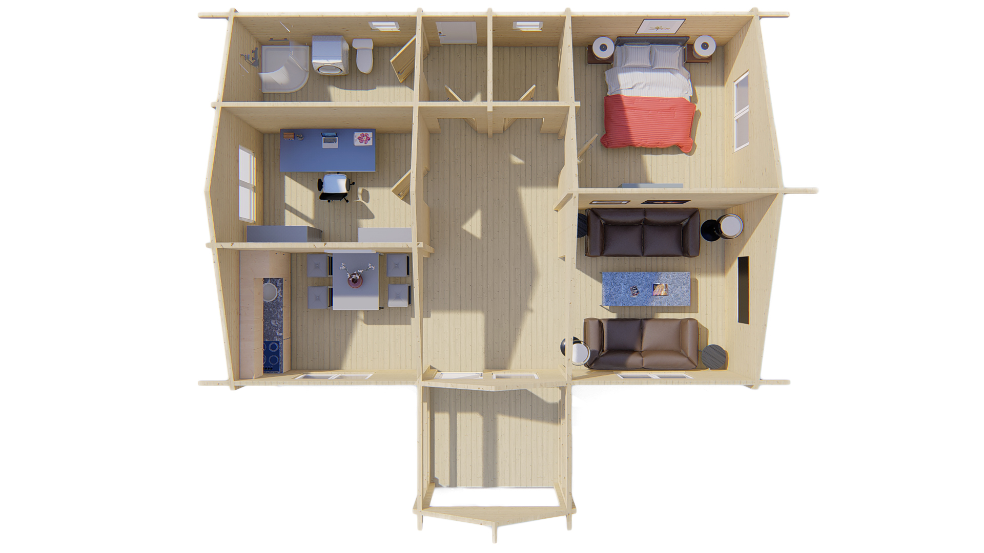 Blokhut - Tuinhuis Finn | 92 mm | vuren grijs geïmpregneerd Blokhut - Tuinhuis Finn | 92 mm | vuren grijs geïmpregneerd