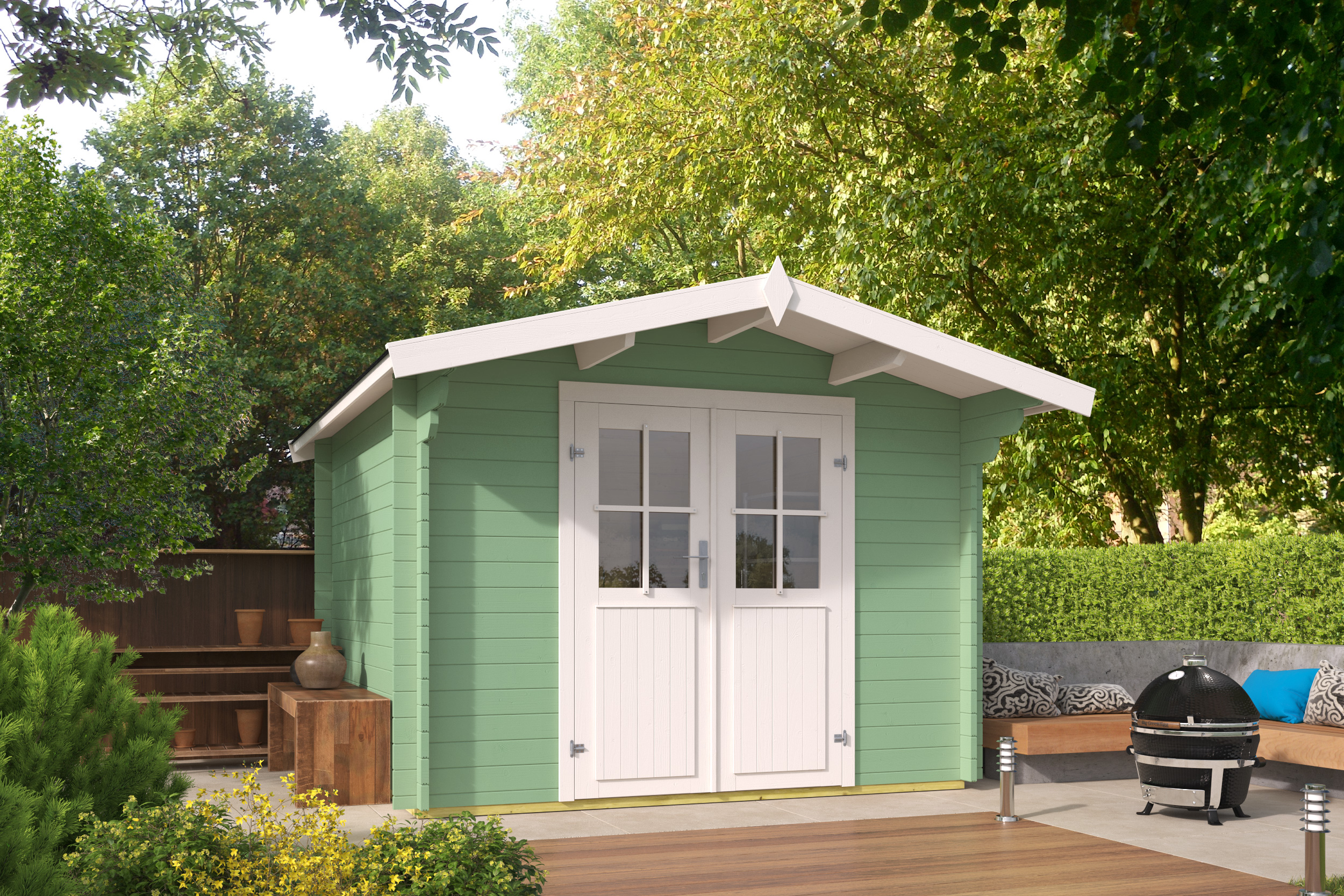 Blokhut - Tuinhuis Albacete | 34 mm | vuren bruin geïmpregneerd Blokhut - Tuinhuis Albacete | 34 mm | vuren bruin geïmpregneerd