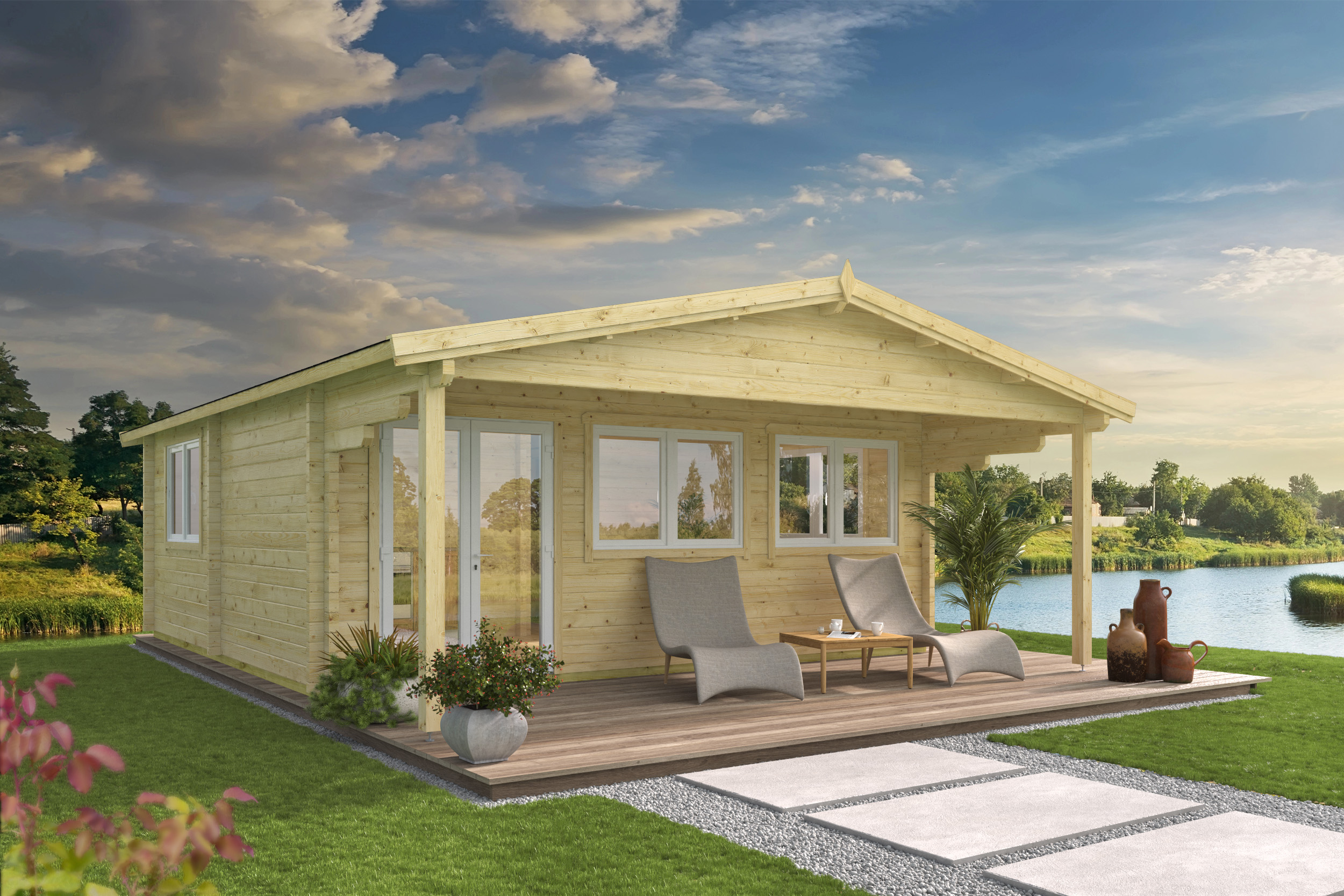 Blokhut - Tuinhuis Jackson | 70 mm | onbehandeld Blokhut - Tuinhuis Jackson | 70 mm | onbehandeld