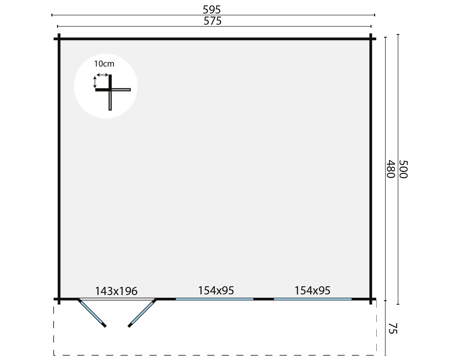 Blokhut - Tuinhuis Tova | 44 mm | vuren bruin geïmpregneerd Blokhut - Tuinhuis Tova | 44 mm | vuren bruin geïmpregneerd