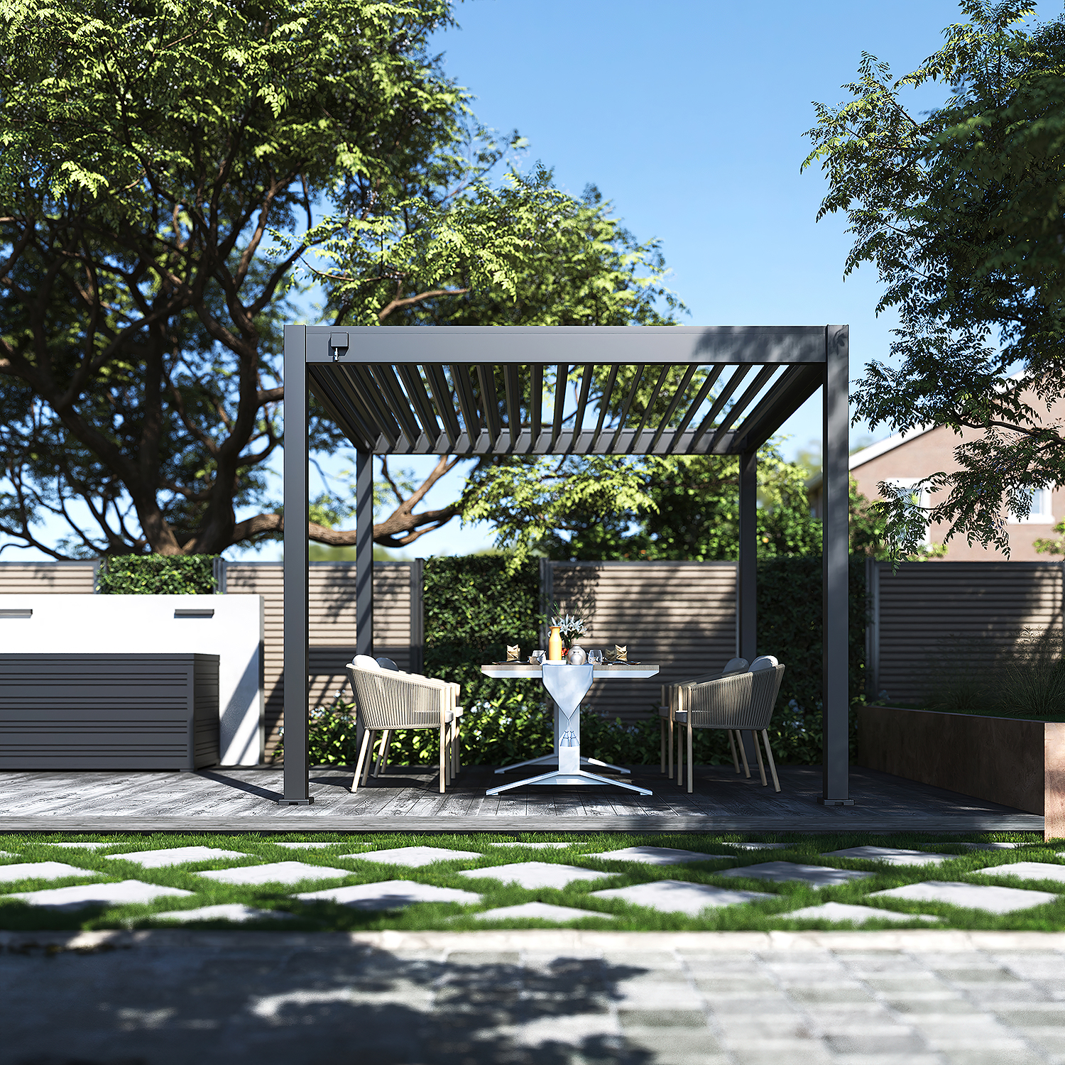 Tuindeco Advance line vrijstaande aluminium overkapping 300 x 300 x 255 cm antraciet — 3