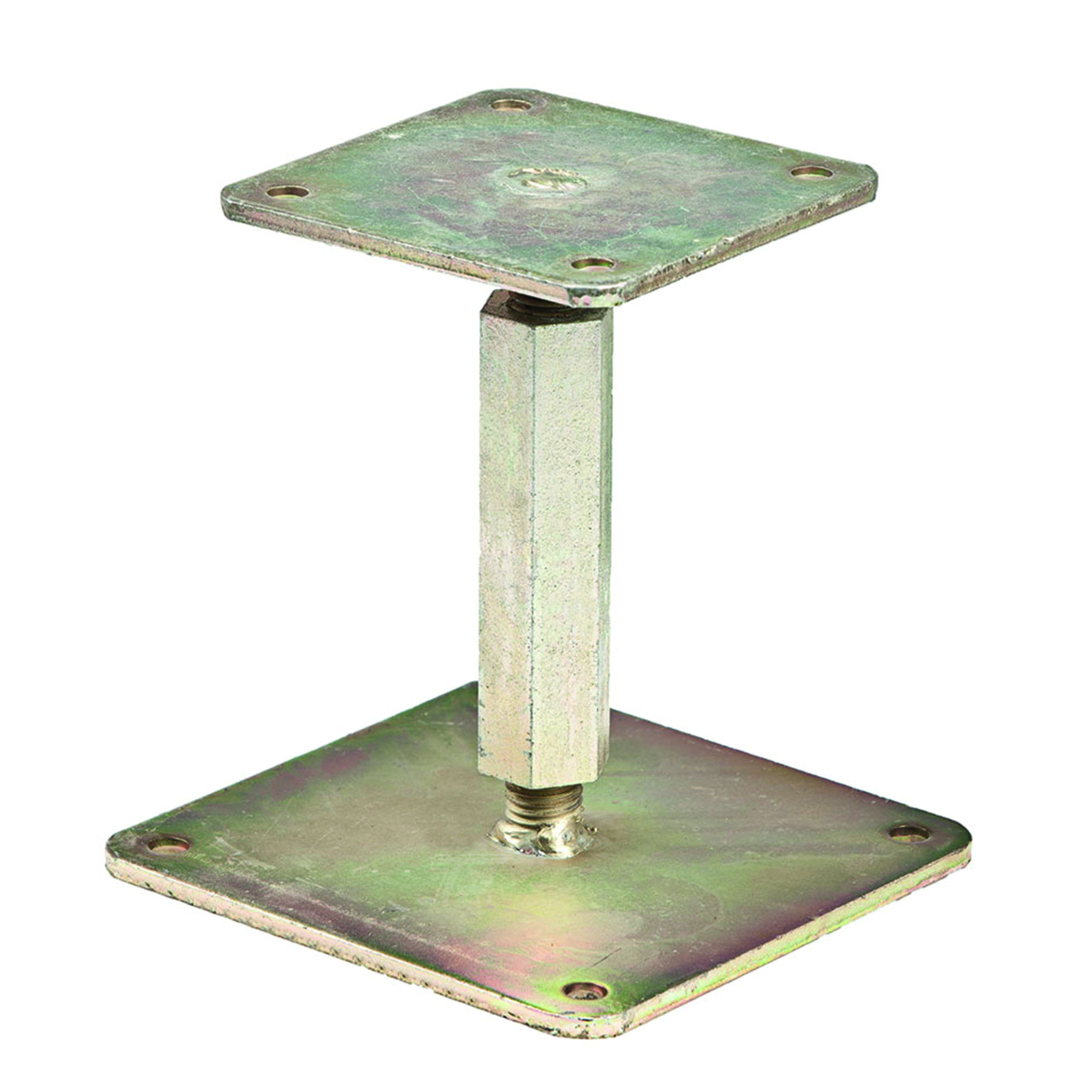 Hoofdafbeelding Verstelbare paaldrager op plaat geelverzinkt 16 x 16 x 0,6 cm