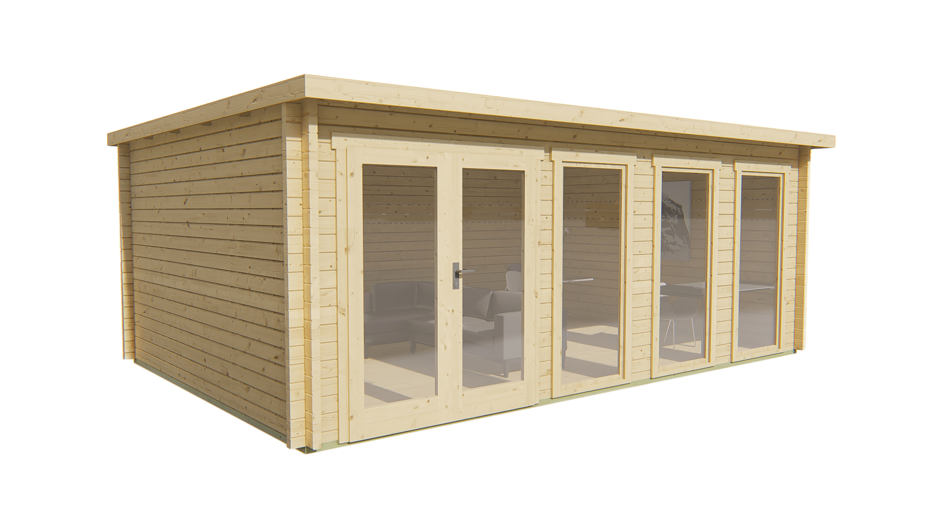 Blokhut - Tuinhuis Gabriella | 58 mm | grijs geïmpregneerd Blokhut - Tuinhuis Gabriella | 58 mm | grijs geïmpregneerd