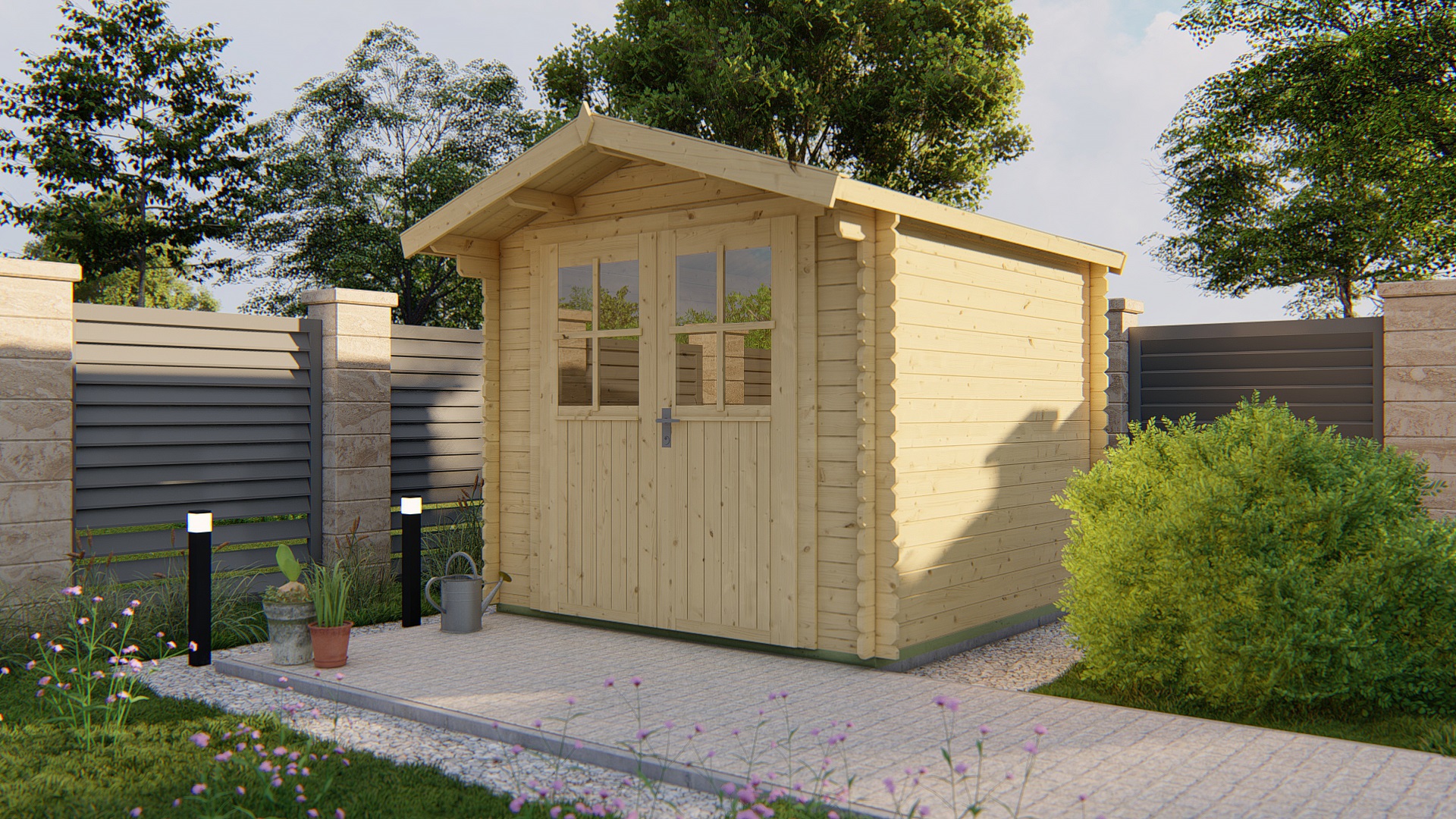Blockhütte – Gartenhaus Gitte | 28mm | braun imprägniert