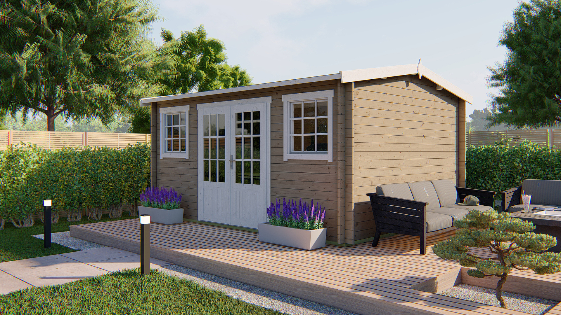 Blokhut - Tuinhuis Jenny | 40 mm | bruin geïmpregneerd Blokhut - Tuinhuis Jenny | 40 mm | bruin geïmpregneerd