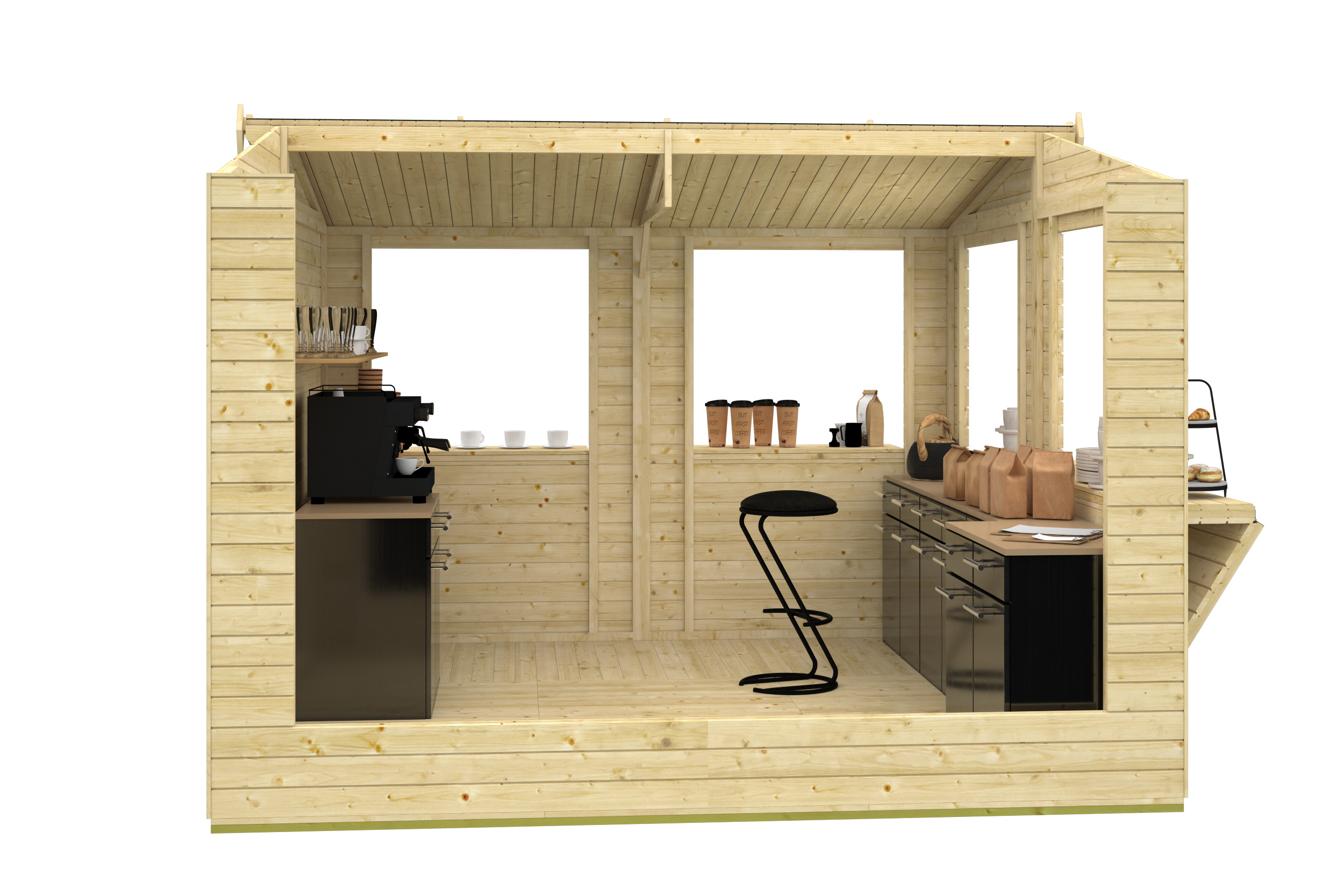 Kiosk Moose | 16mm | vuren onbehandeld | 300 x 300 cm | incl. vloer