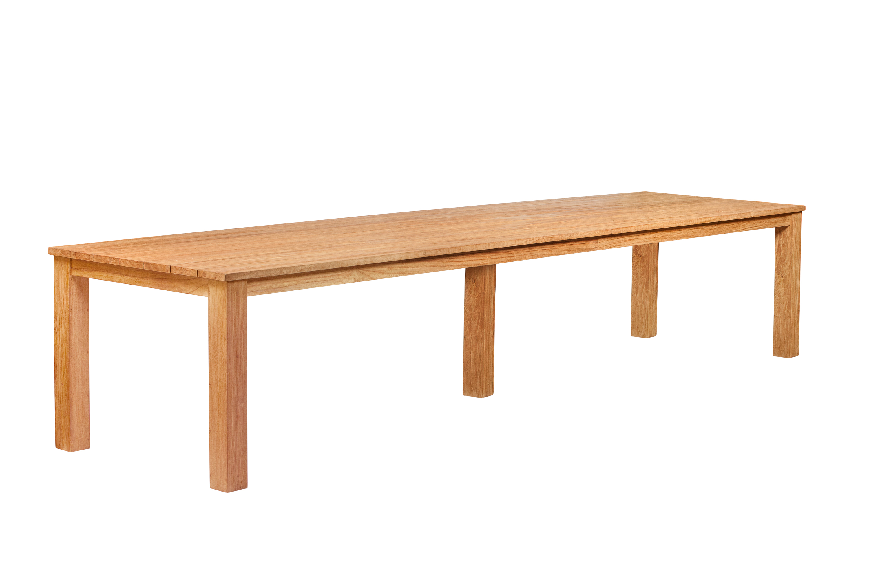 Rustic garden table, teak 300cm (with extra center leg)