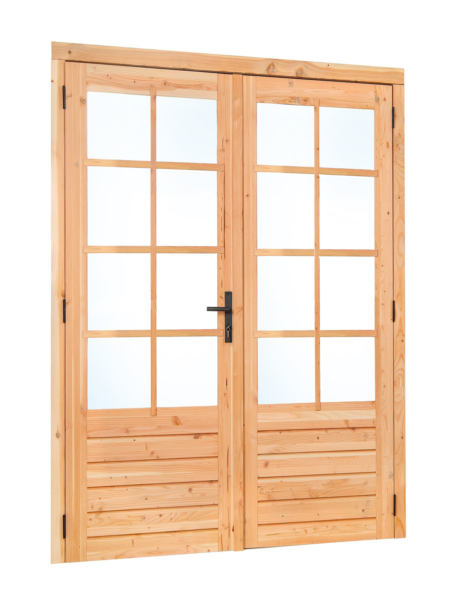 Product image high resolution (main image) Douglasie Doppeltür mit Doppelglas 8-teilig, aussenabmessung B2050xH2150mm Linksdrehend