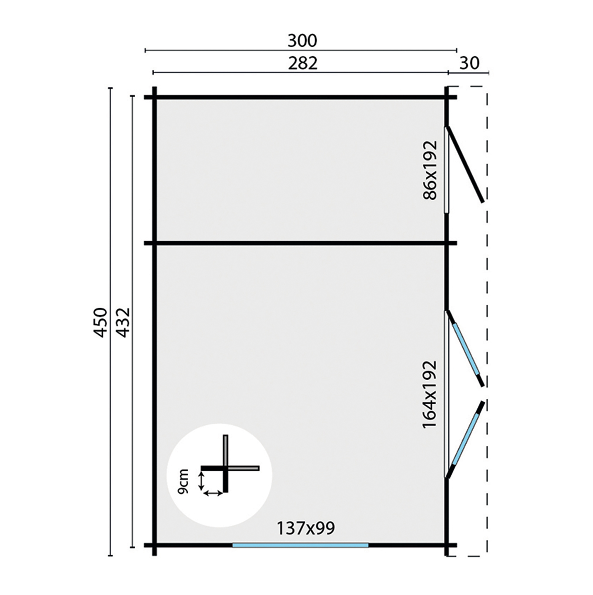 Blokhut - Tuinhuis Santander | 34 mm | vuren onbehandeld Blokhut - Tuinhuis Santander | 34 mm | vuren onbehandeld