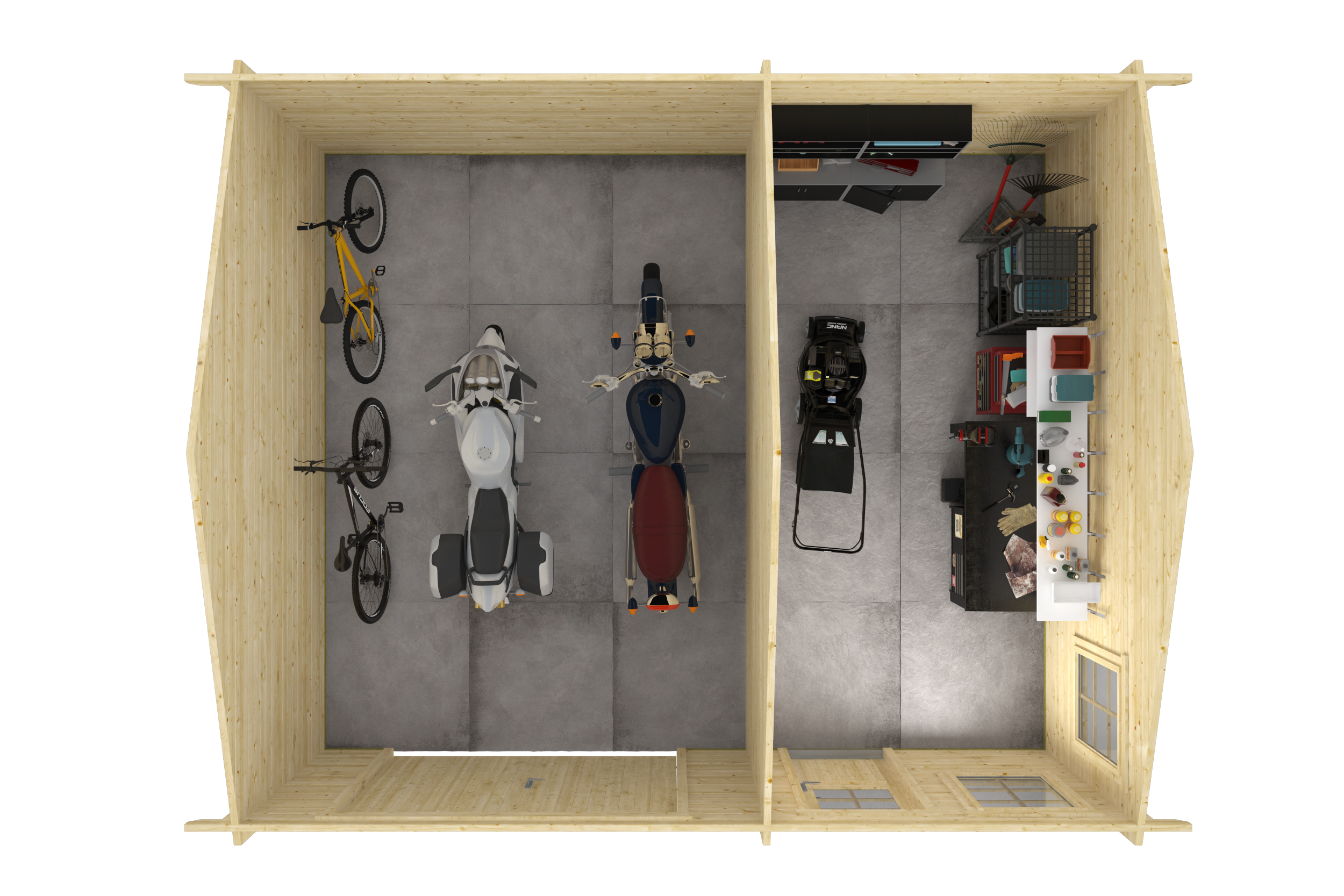 Garage Moa | 44 mm | vuren grijs geïmpregneerd Garage Moa | 44 mm | vuren grijs geïmpregneerd