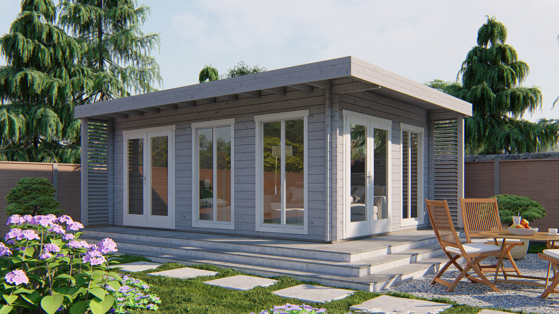 Blokhut - Tuinhuis Hildegard | 44 mm | vuren bruin geïmpregneerd Blokhut - Tuinhuis Hildegard | 44 mm | vuren bruin geïmpregneerd
