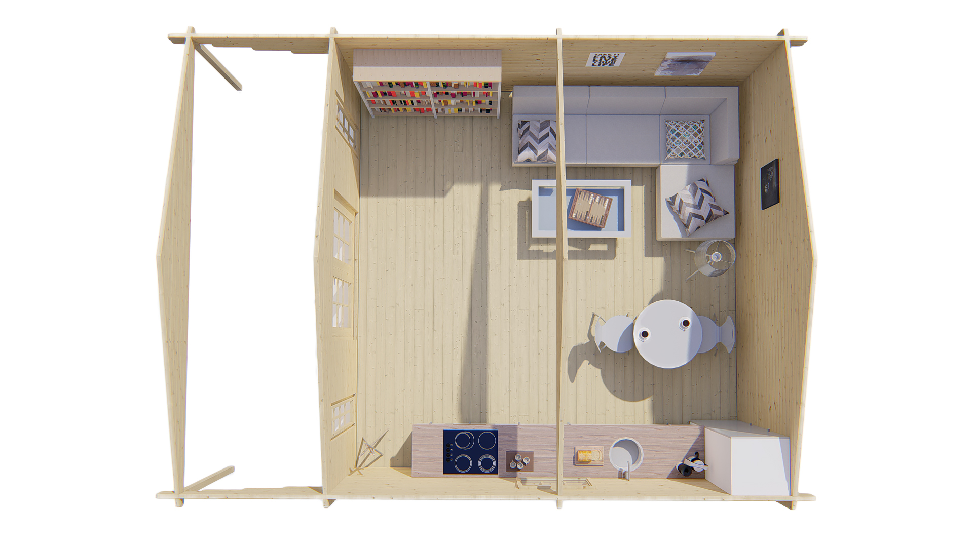 Blokhut - Tuinhuis Emiel | 44 mm | vuren bruin geïmpregneerd Blokhut - Tuinhuis Emiel | 44 mm | vuren bruin geïmpregneerd