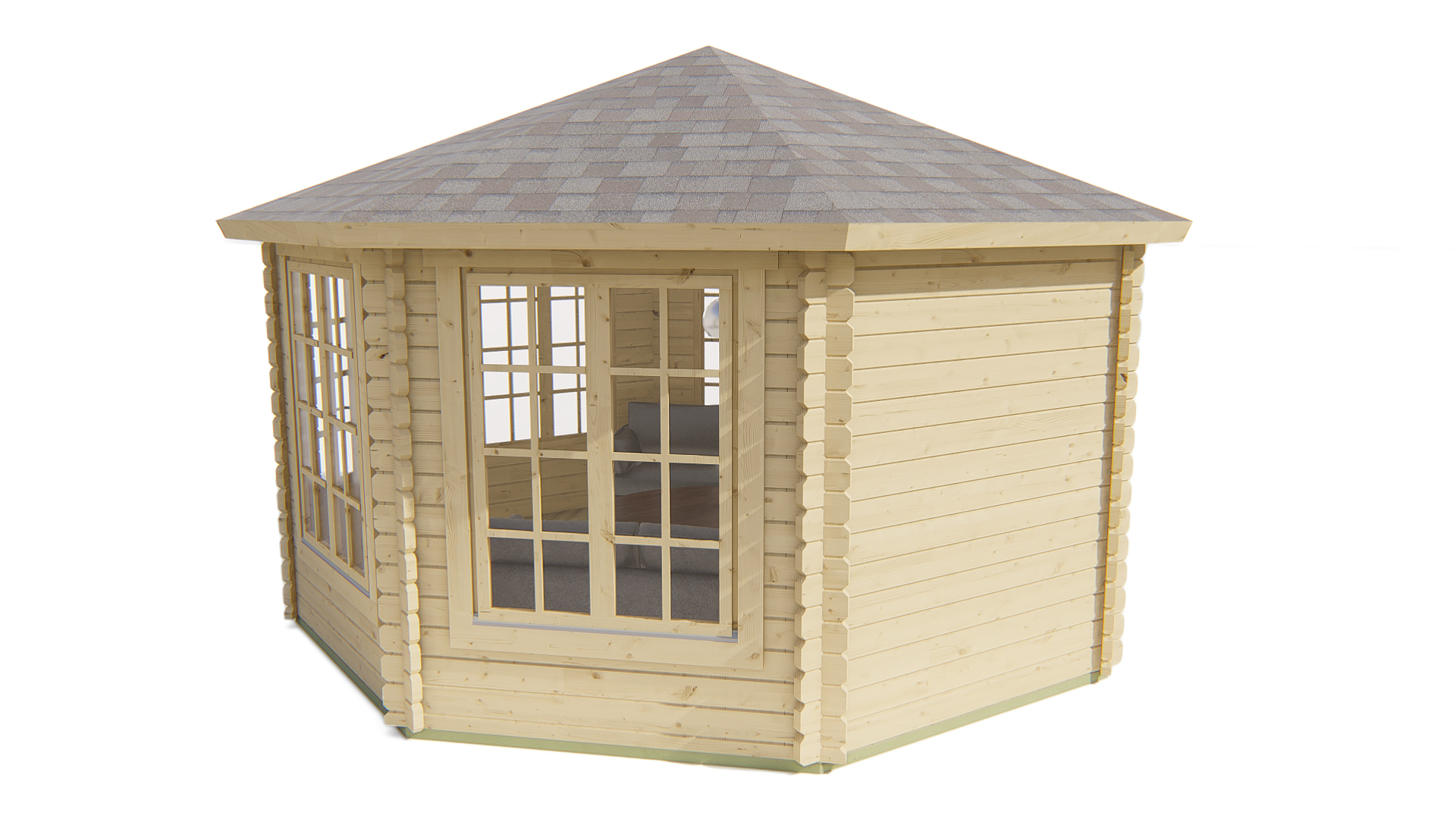 Blokhut - Tuinhuis Lynn | 44 mm | vuren groen geïmpregneerd