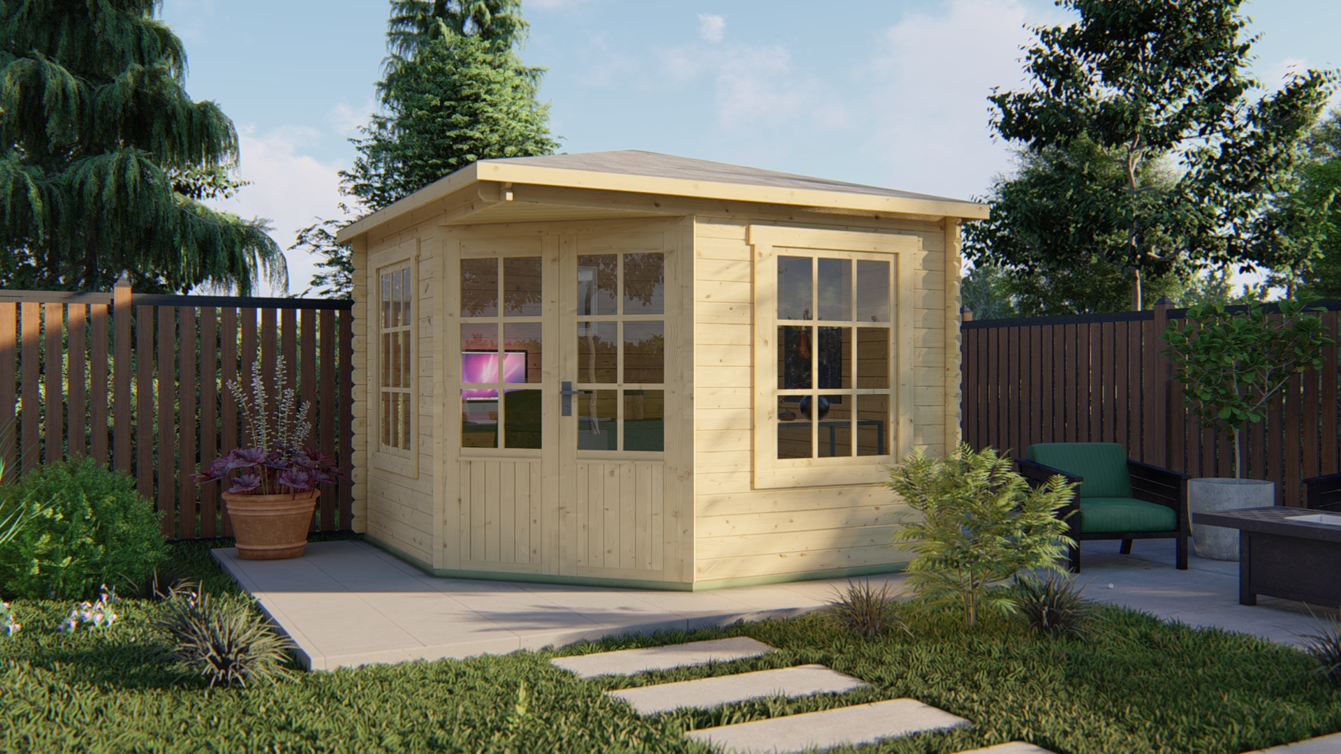 Blokhut - Tuinhuis Asmund | 28 mm | vuren Red Class Wood geïmpregneerd Blokhut - Tuinhuis Asmund | 28 mm | vuren Red Class Wood geïmpregneerd