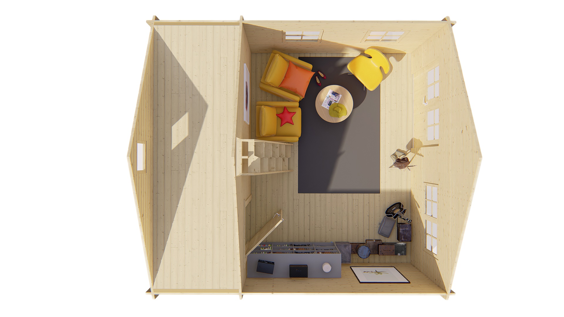 Blokhut - Tuinhuis Berlin | 44 mm | vuren onbehandeld Blokhut - Tuinhuis Berlin | 44 mm | vuren onbehandeld