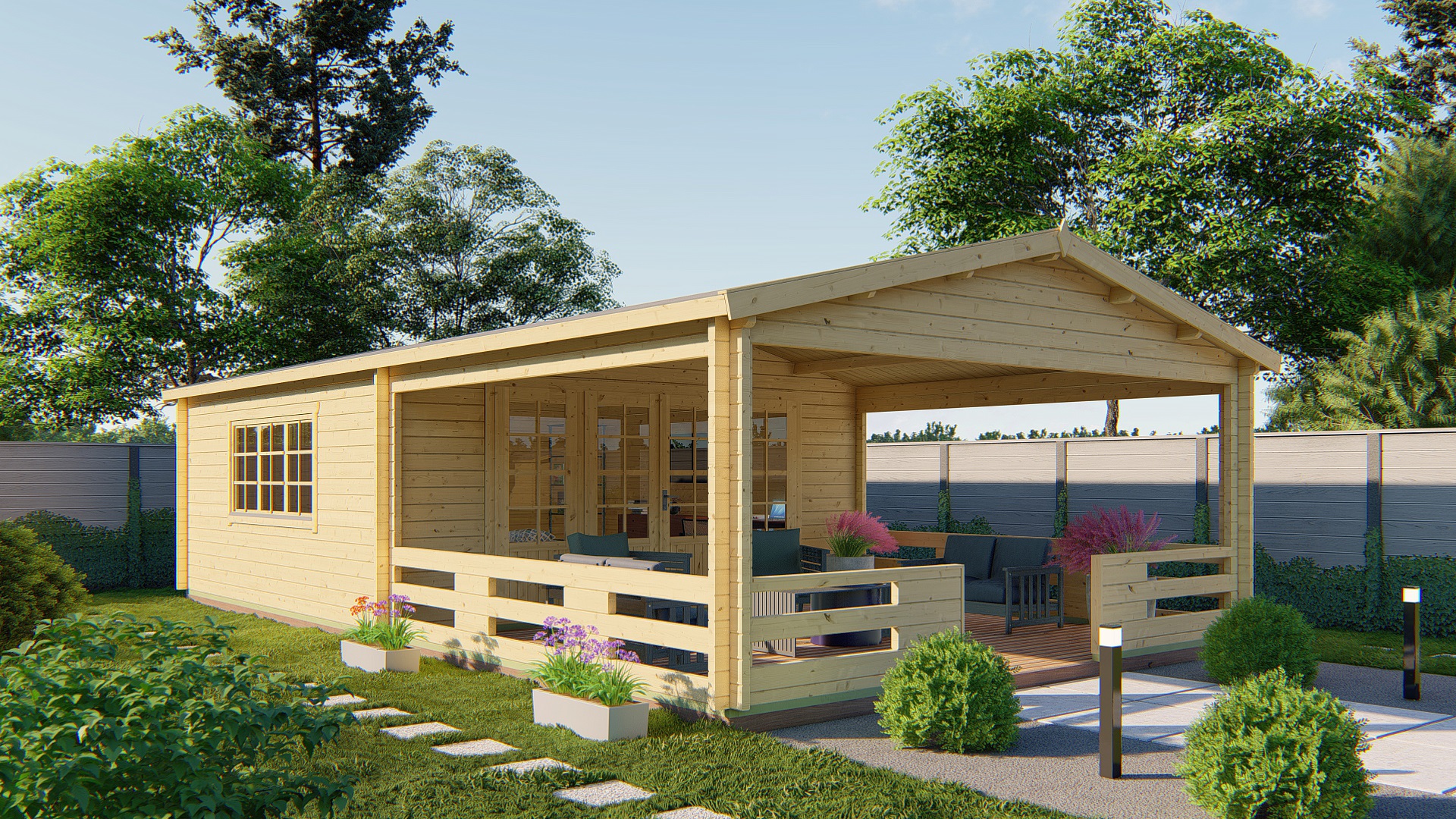 Blokhut - Tuinhuis Sheffield | 58 mm | vuren onbehandeld Blokhut - Tuinhuis Sheffield | 58 mm | vuren onbehandeld